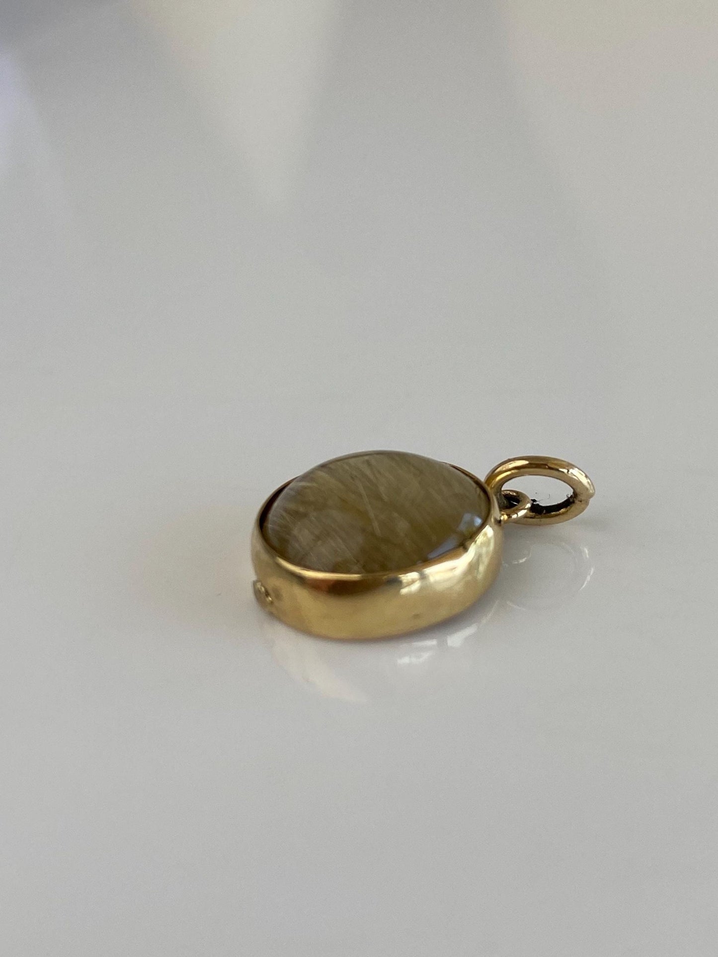 Vintage Solid 14k Yellow Gold Rutilated Quartz Charm
