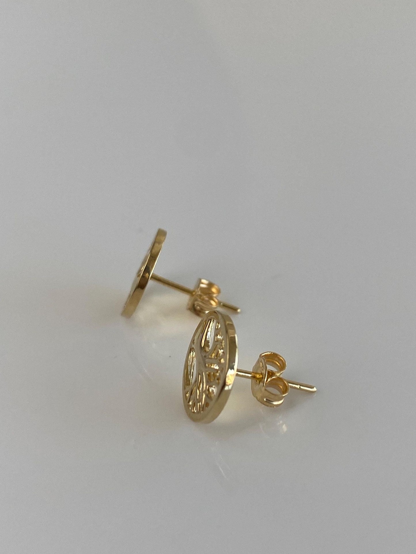 Vintage Solid 18k Yellow Gold Tree Stud Earrings