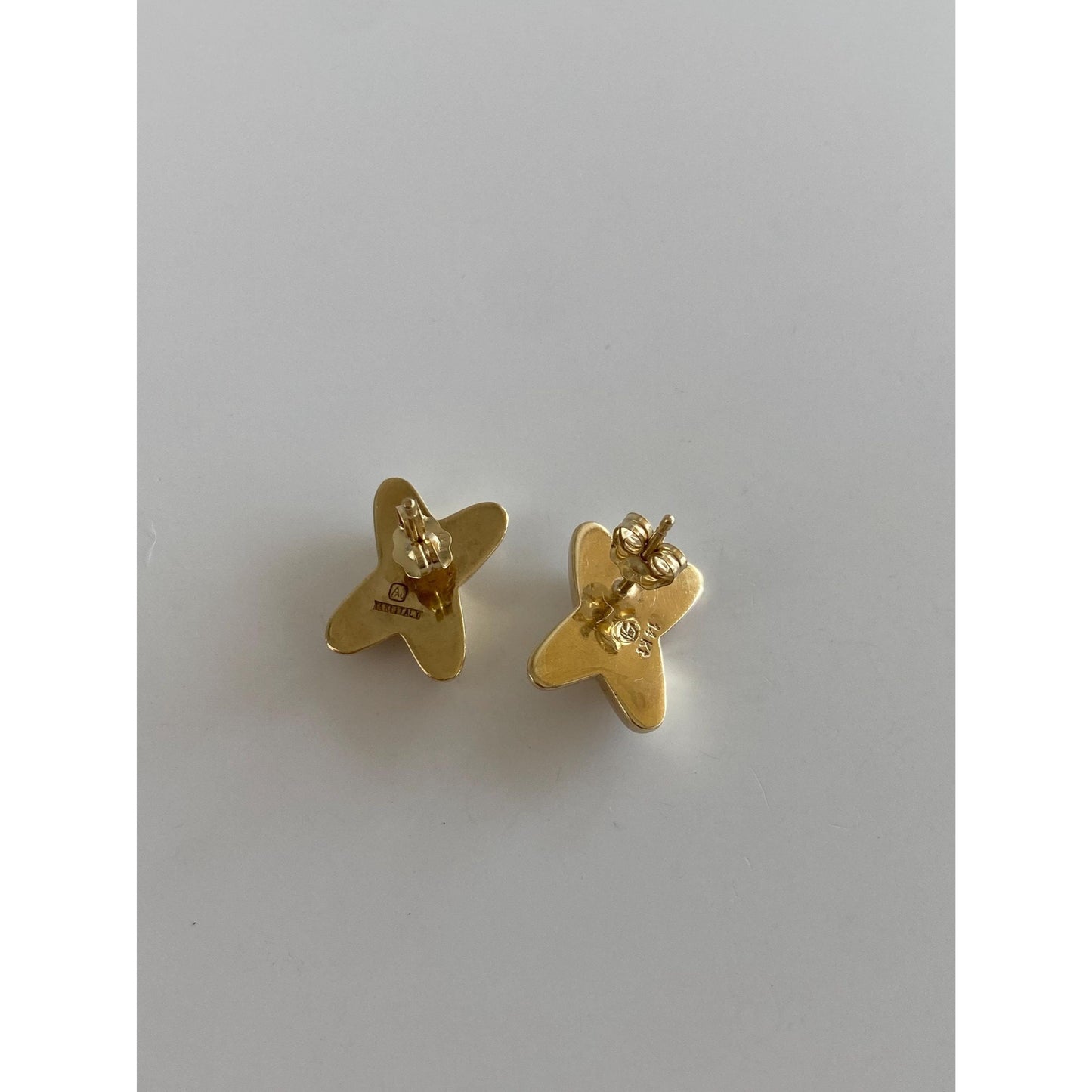 Vintage 14k Yellow Gold Puffy X Stud Earrings