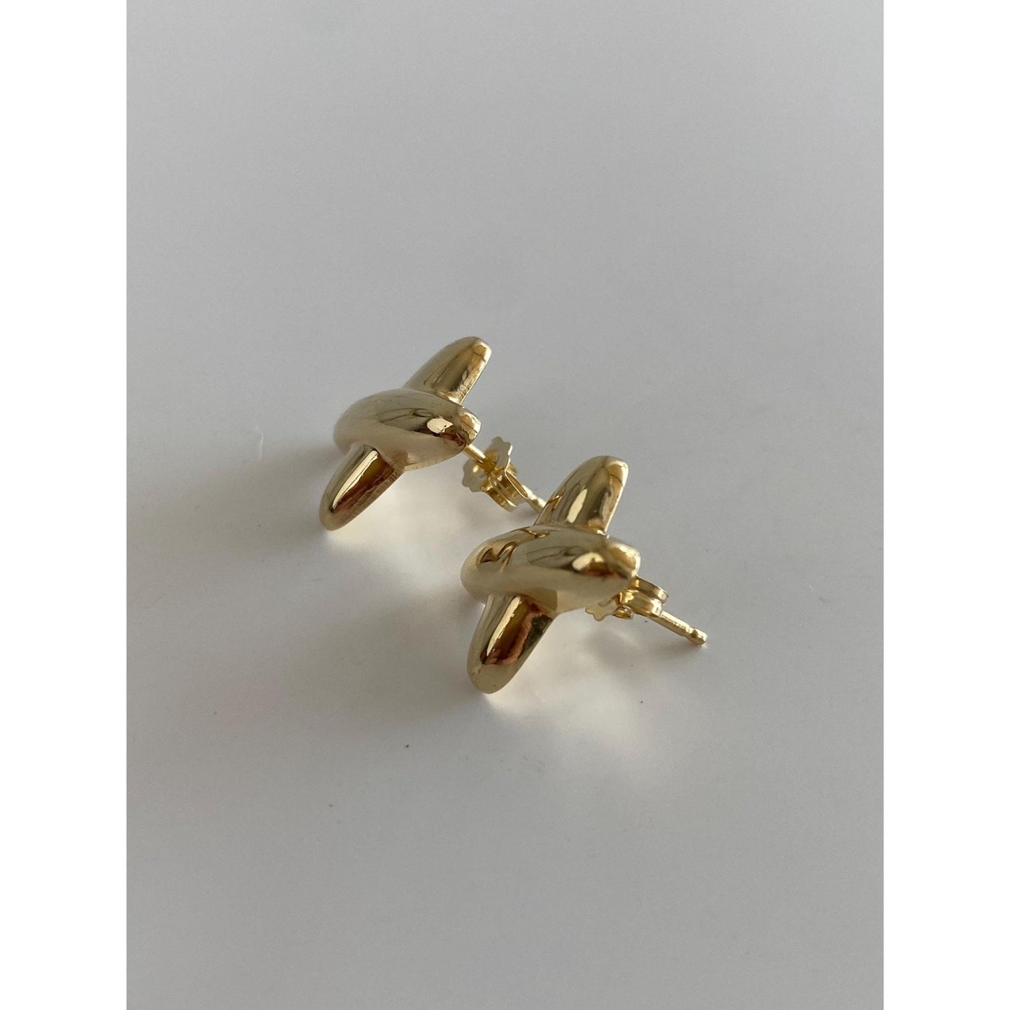 Vintage 14k Yellow Gold Puffy X Stud Earrings