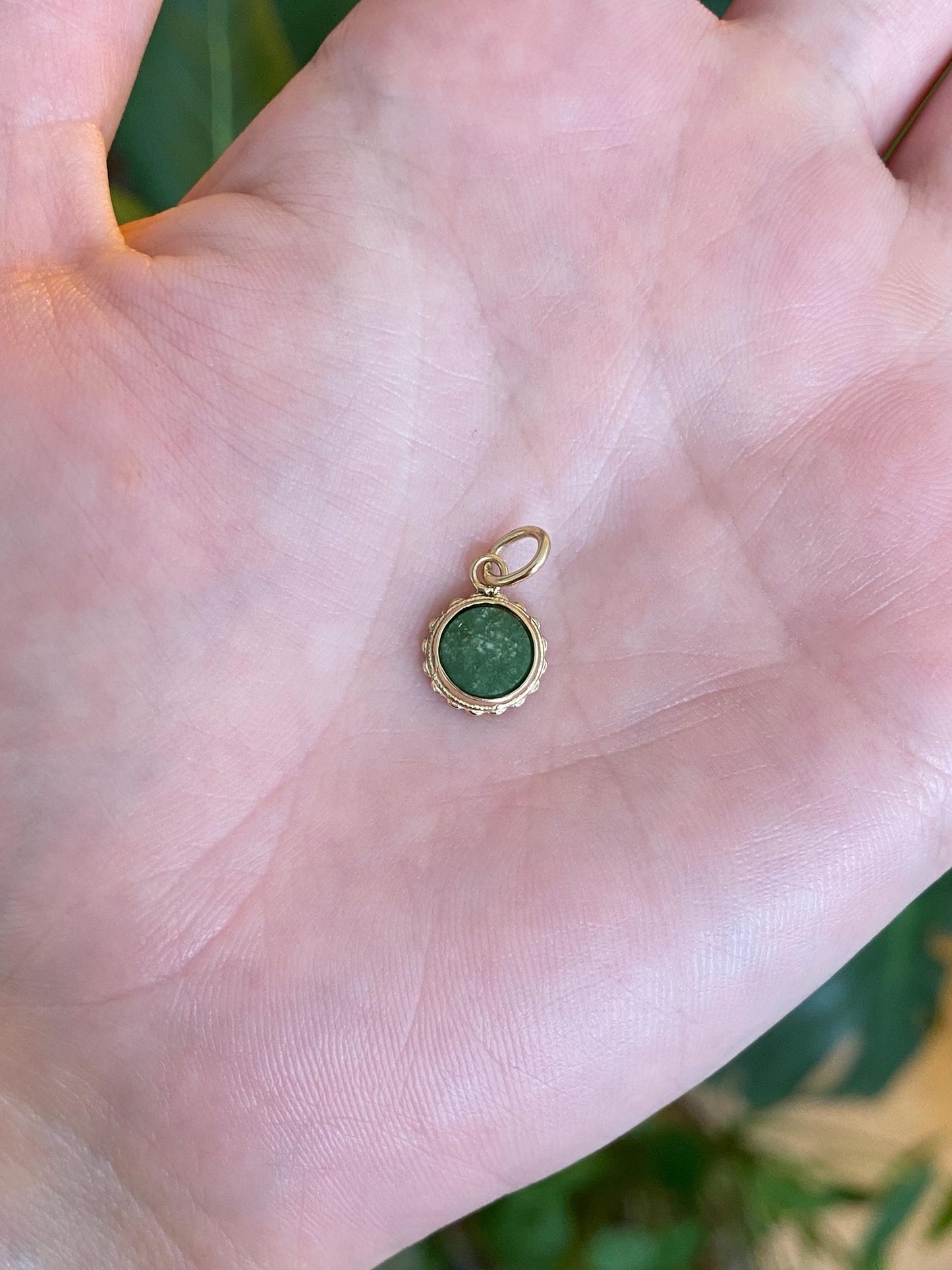 Vintage Solid 14k Yellow Gold Nephrite Charm