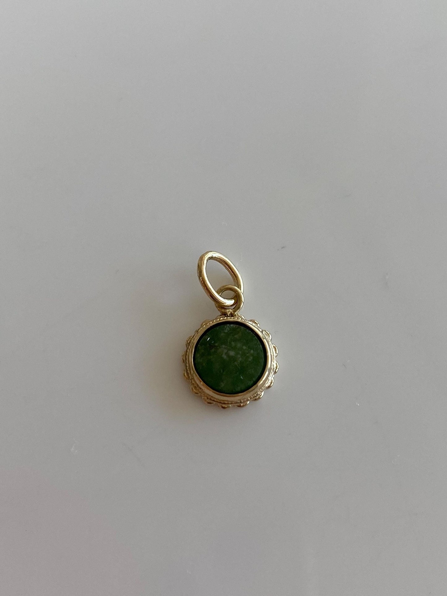 Vintage Solid 14k Yellow Gold Nephrite Charm