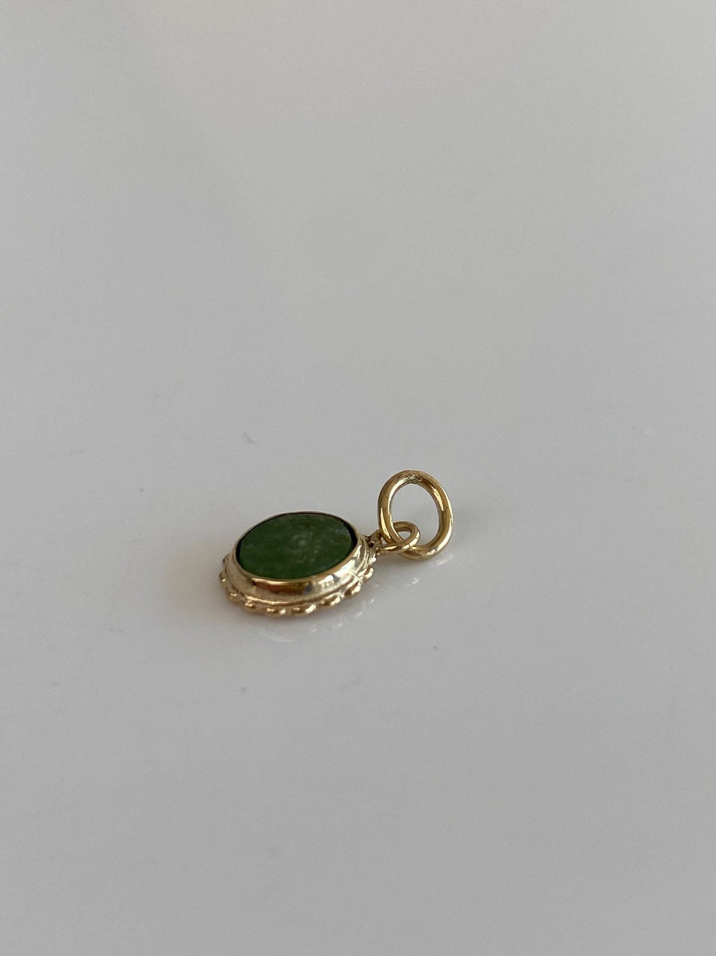 Vintage Solid 14k Yellow Gold Nephrite Charm