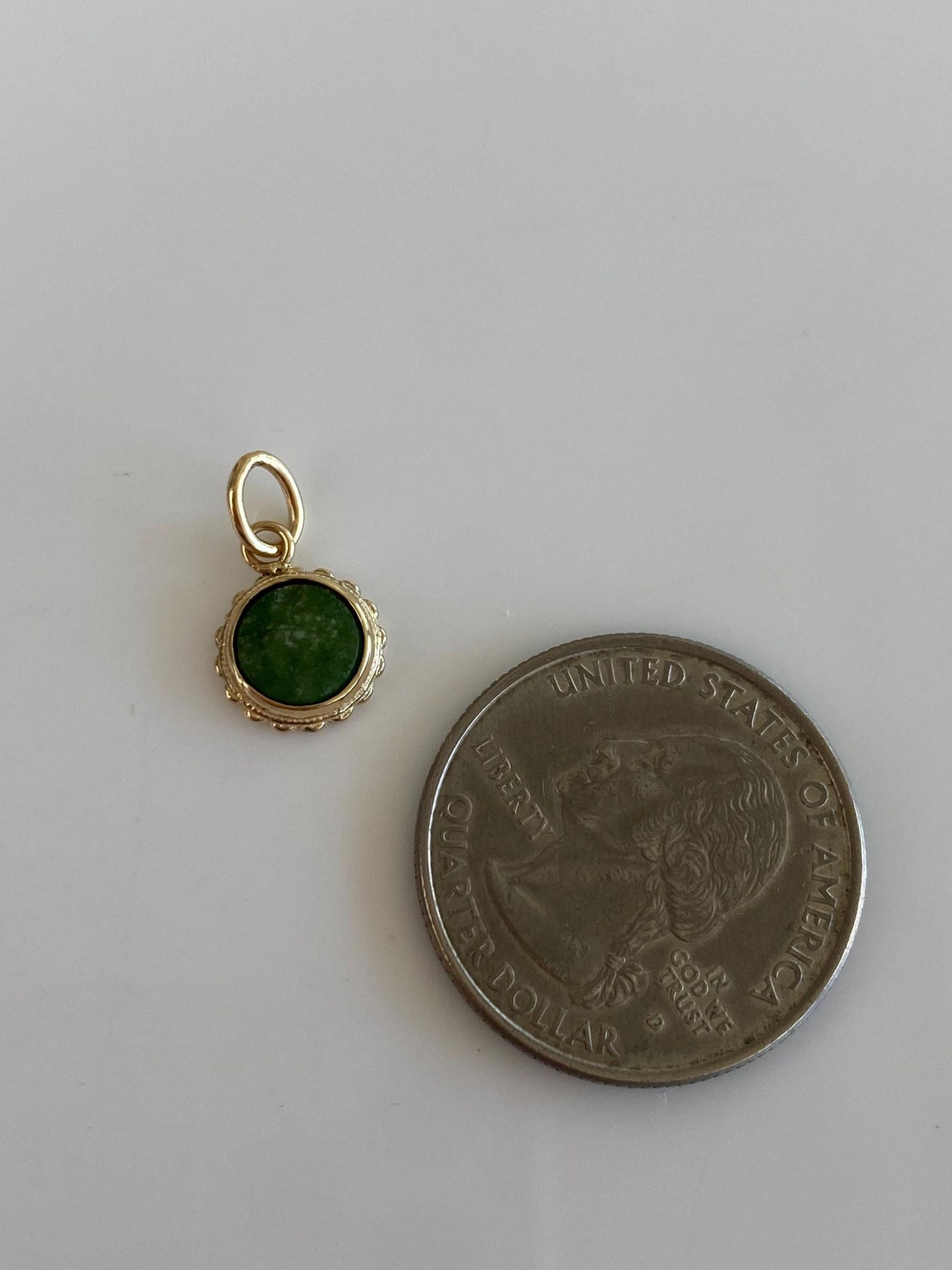 Vintage Solid 14k Yellow Gold Nephrite Charm