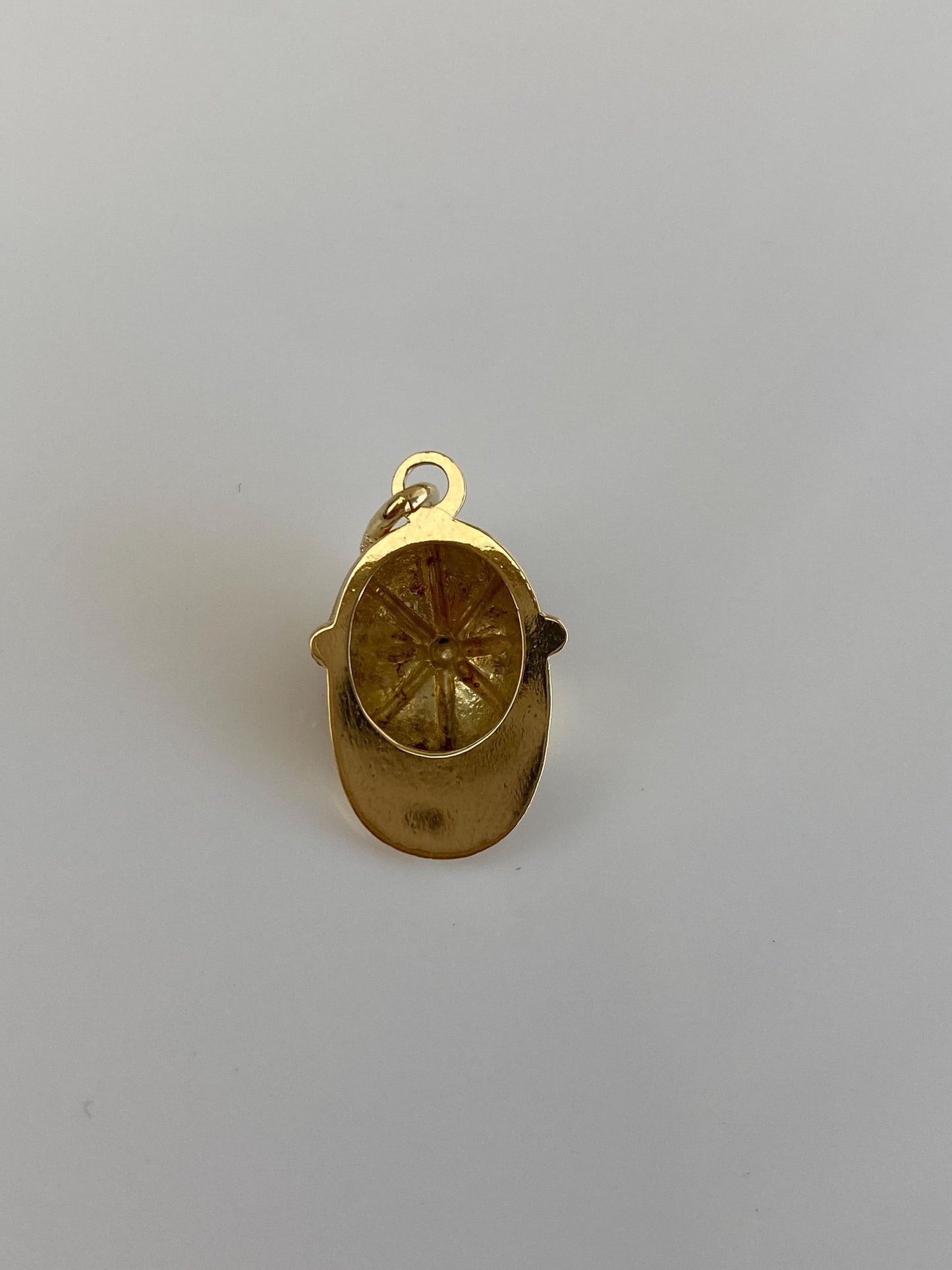 Vintage Solid 14k Yellow Gold Red Enamel Baseball Cap Charm