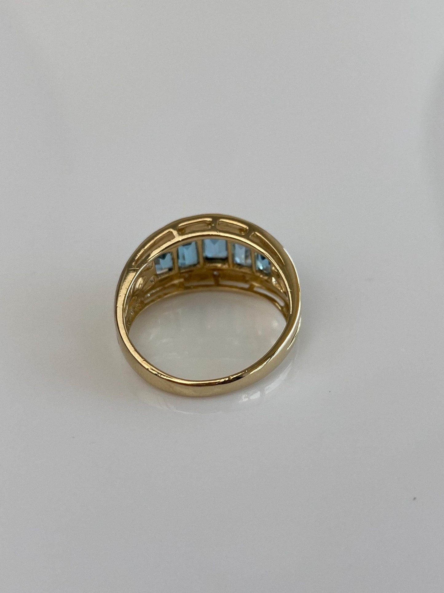 Vintage Solid 14k White & Yellow Gold Diamond Topaz Ring - Size 6