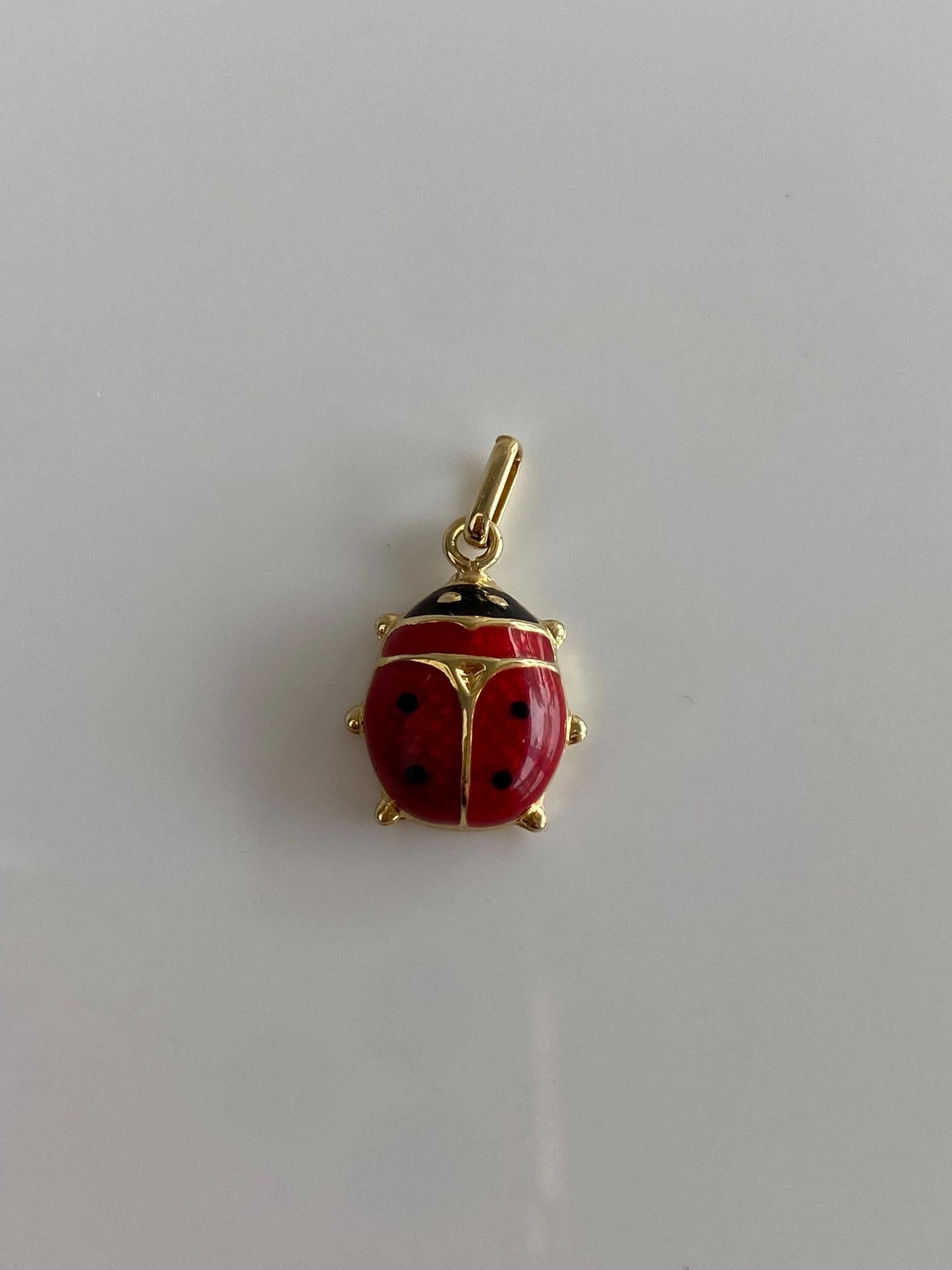 Vintage Solid 14k Yellow Gold Enamel Ladybug Charm