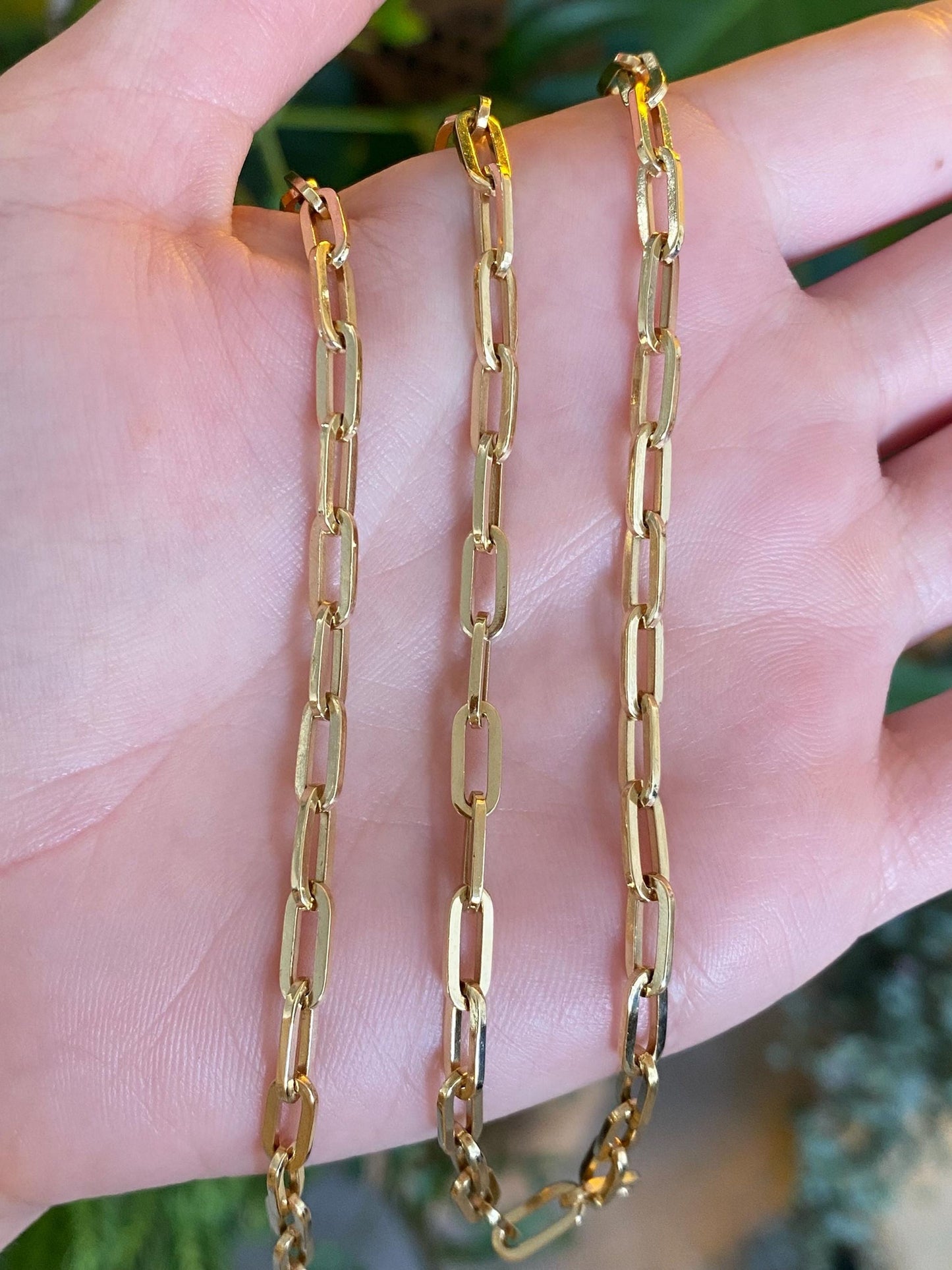Vintage Solid 18k Yellow Gold Paperclip Chain Necklace - 21.5 inches