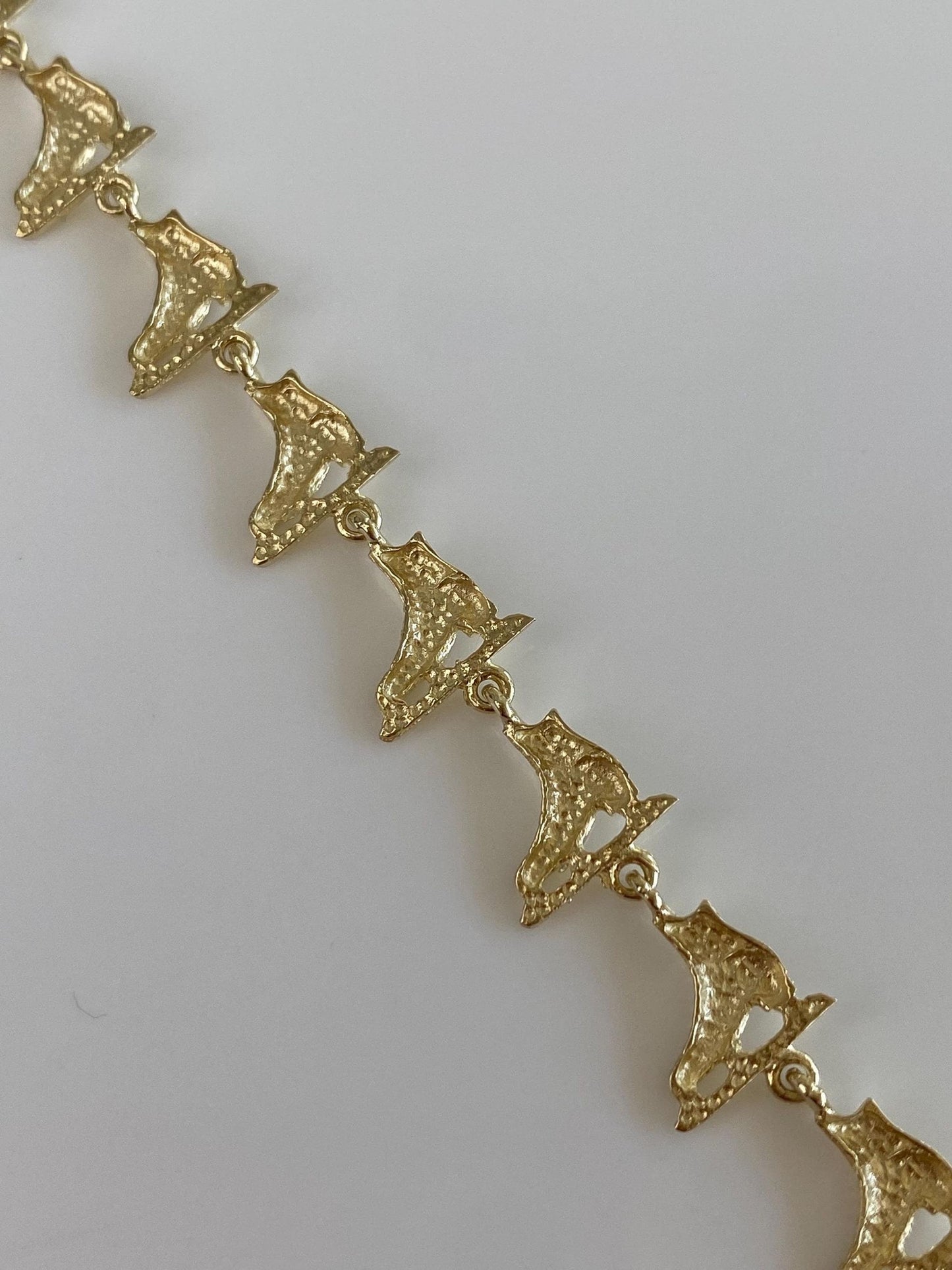 Vintage Solid 14k Yellow Gold Ice Skate Link Bracelet - 7 inches