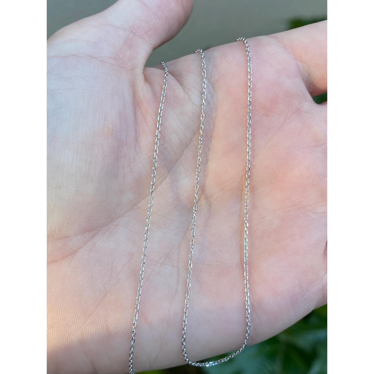 Vintage Solid 14k White Gold Dainty Biker Link Chain Necklace - 16.5 inches