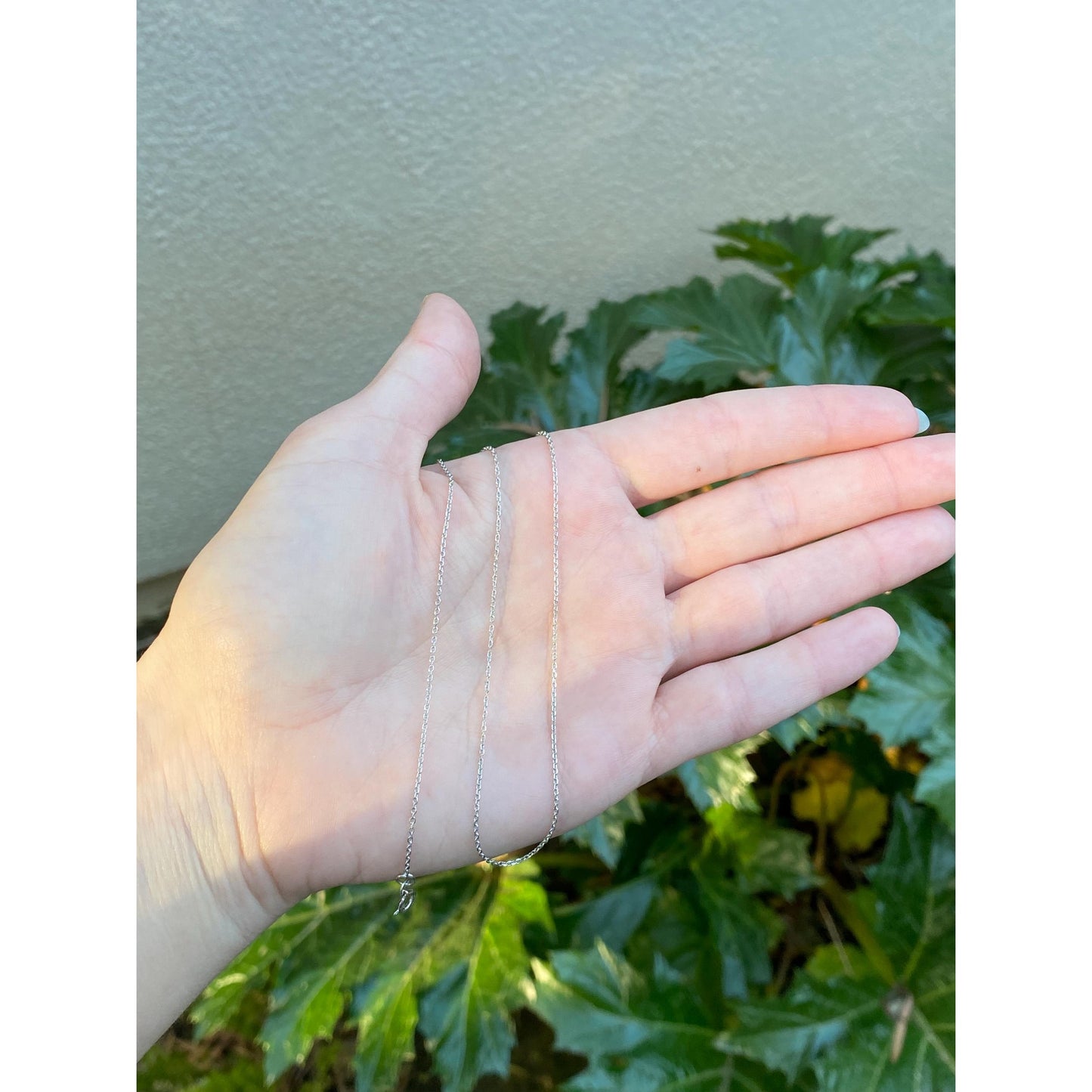 Vintage Solid 14k White Gold Dainty Biker Link Chain Necklace - 16.5 inches