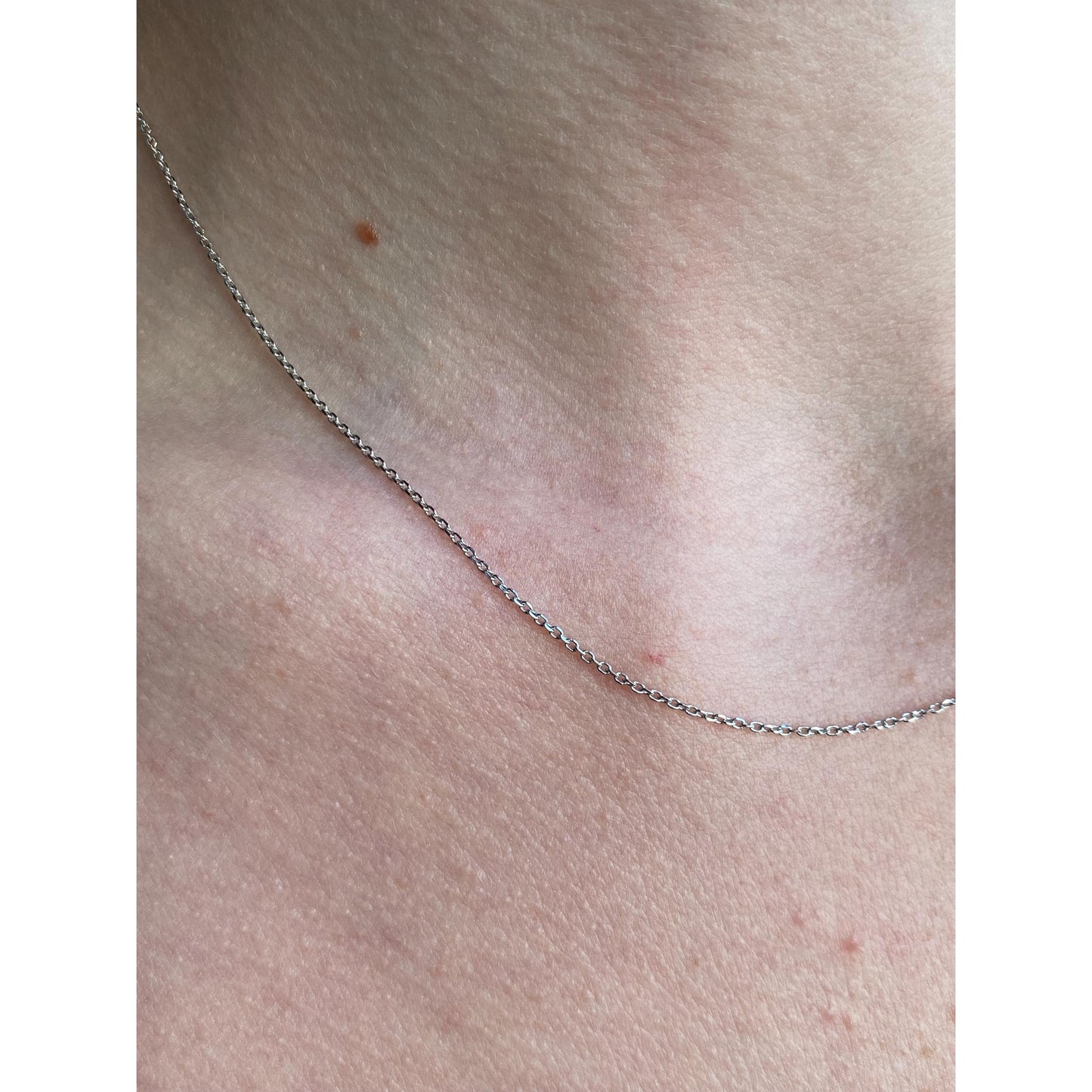 Vintage Solid 14k White Gold Dainty Biker Link Chain Necklace - 16.5 inches