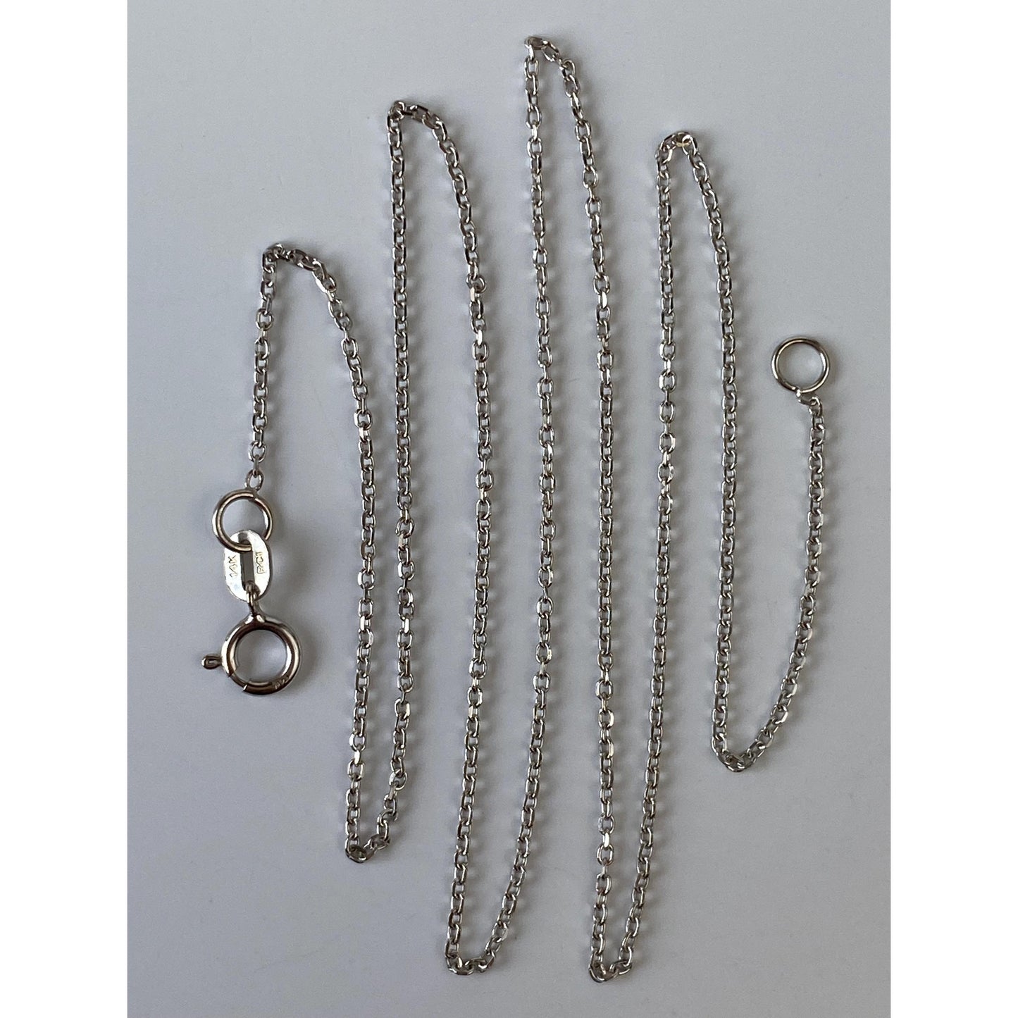 Vintage Solid 14k White Gold Dainty Biker Link Chain Necklace - 16.5 inches