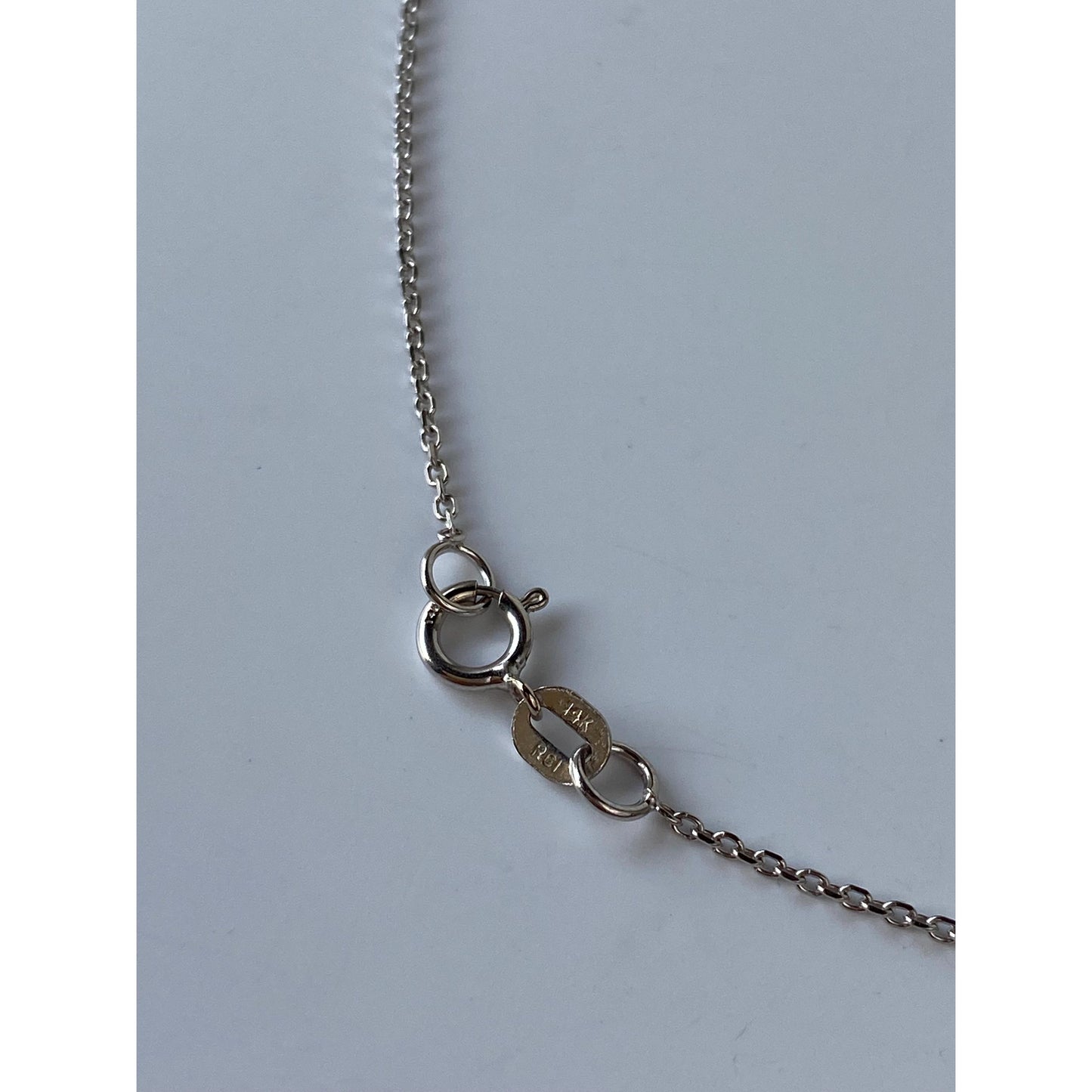 Vintage Solid 14k White Gold Dainty Biker Link Chain Necklace - 16.5 inches