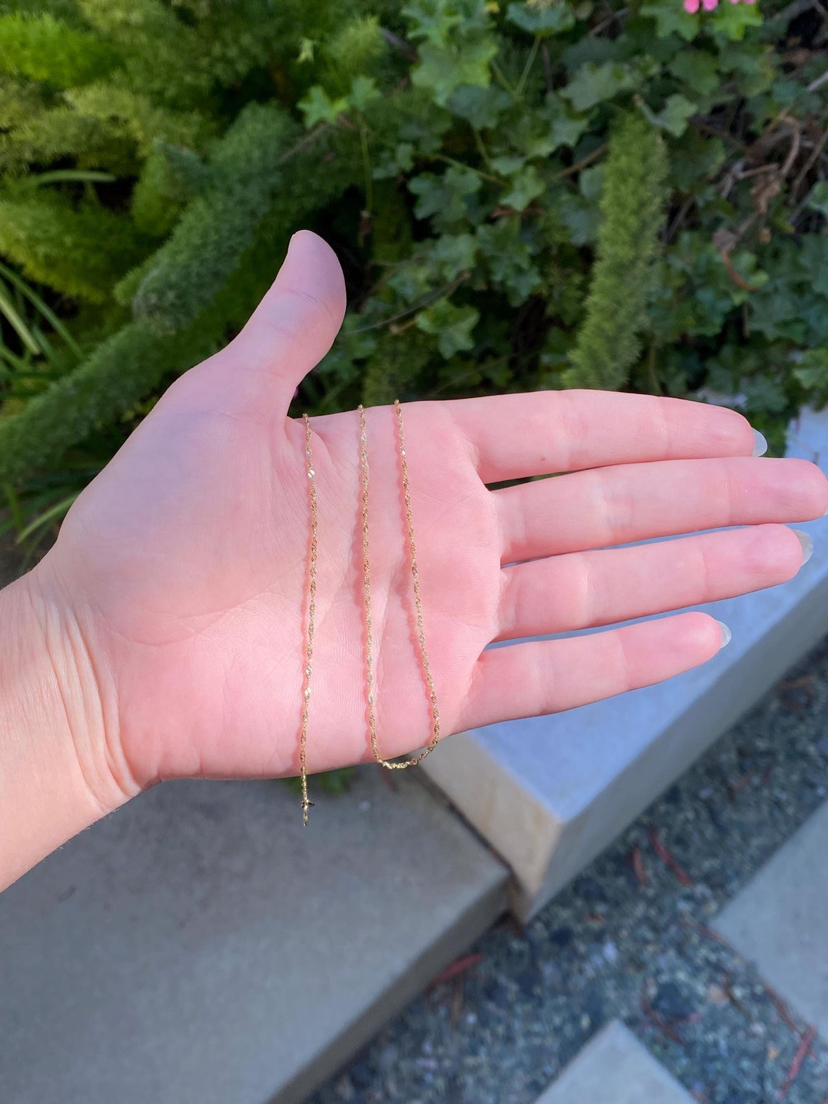 Vintage Solid 14k Yellow Gold Dainty Twist Chain Necklace - 17.75 inches
