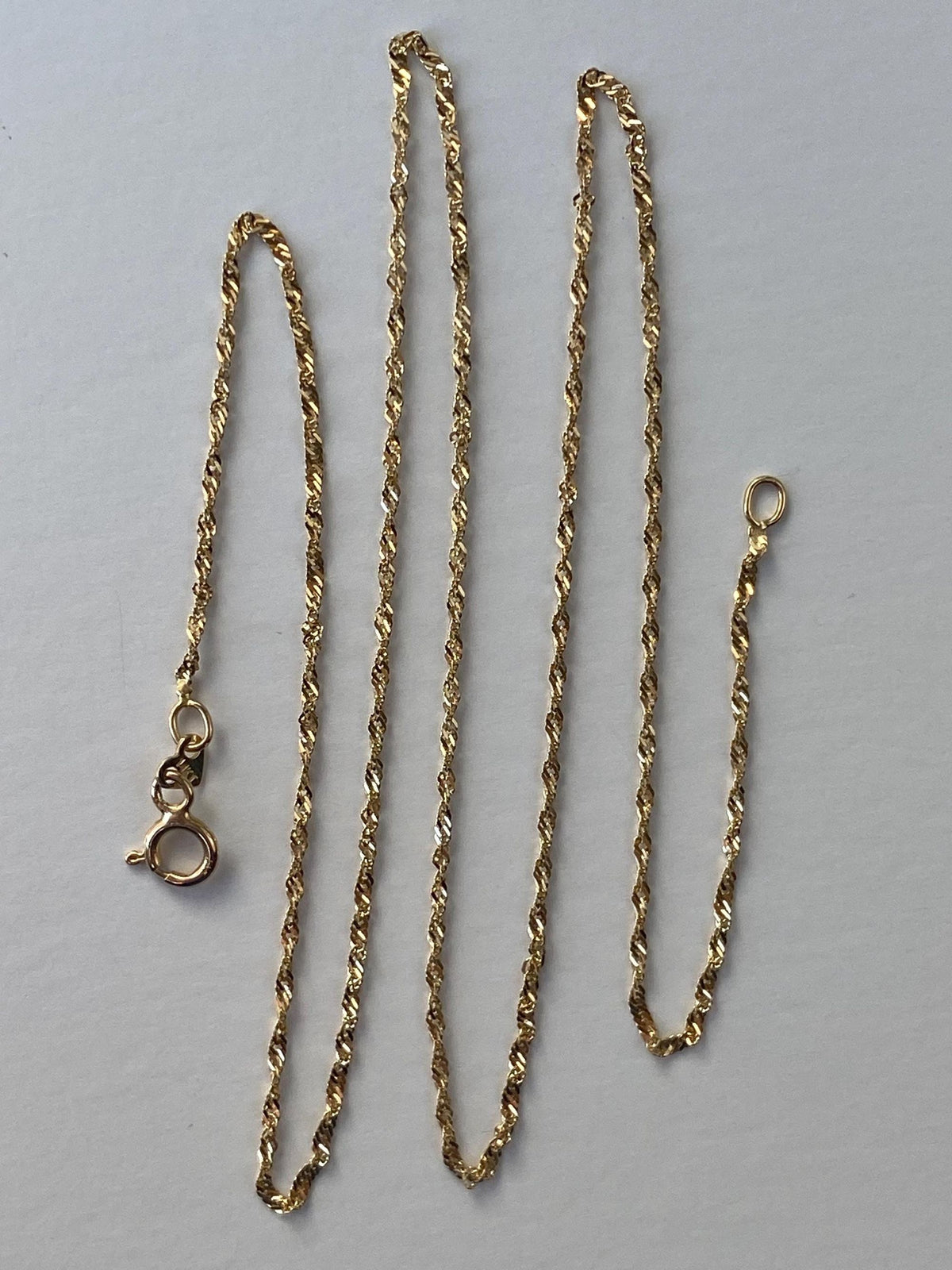 Vintage Solid 14k Yellow Gold Dainty Twist Chain Necklace - 17.75 inches