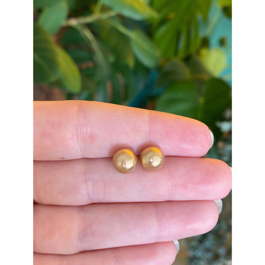 Vintage 14k Yellow Gold Satin Ball Stud Earrings