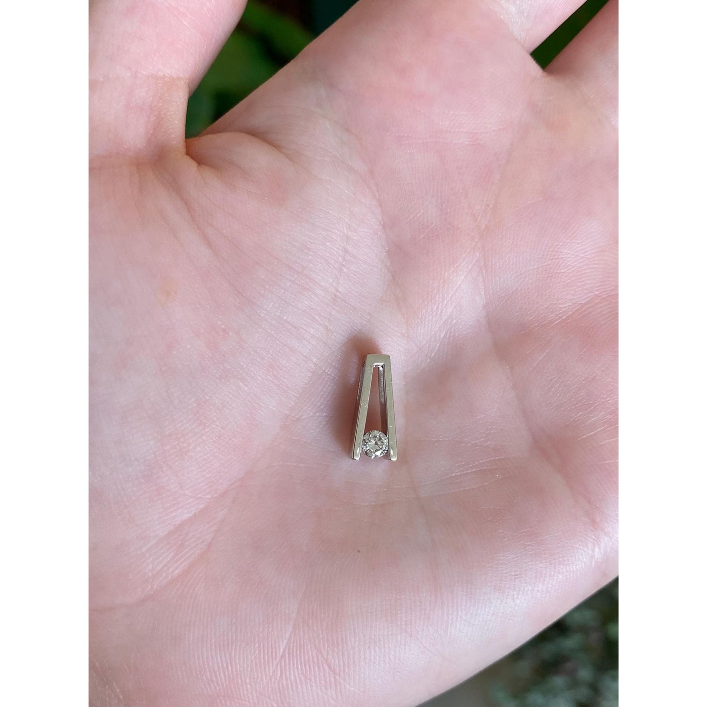 Vintage Solid 14k White Gold Diamond Slide Charm