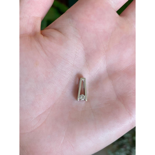 Vintage Solid 14k White Gold Diamond Slide Charm