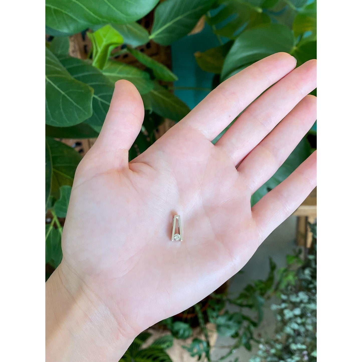 Vintage Solid 14k White Gold Diamond Slide Charm