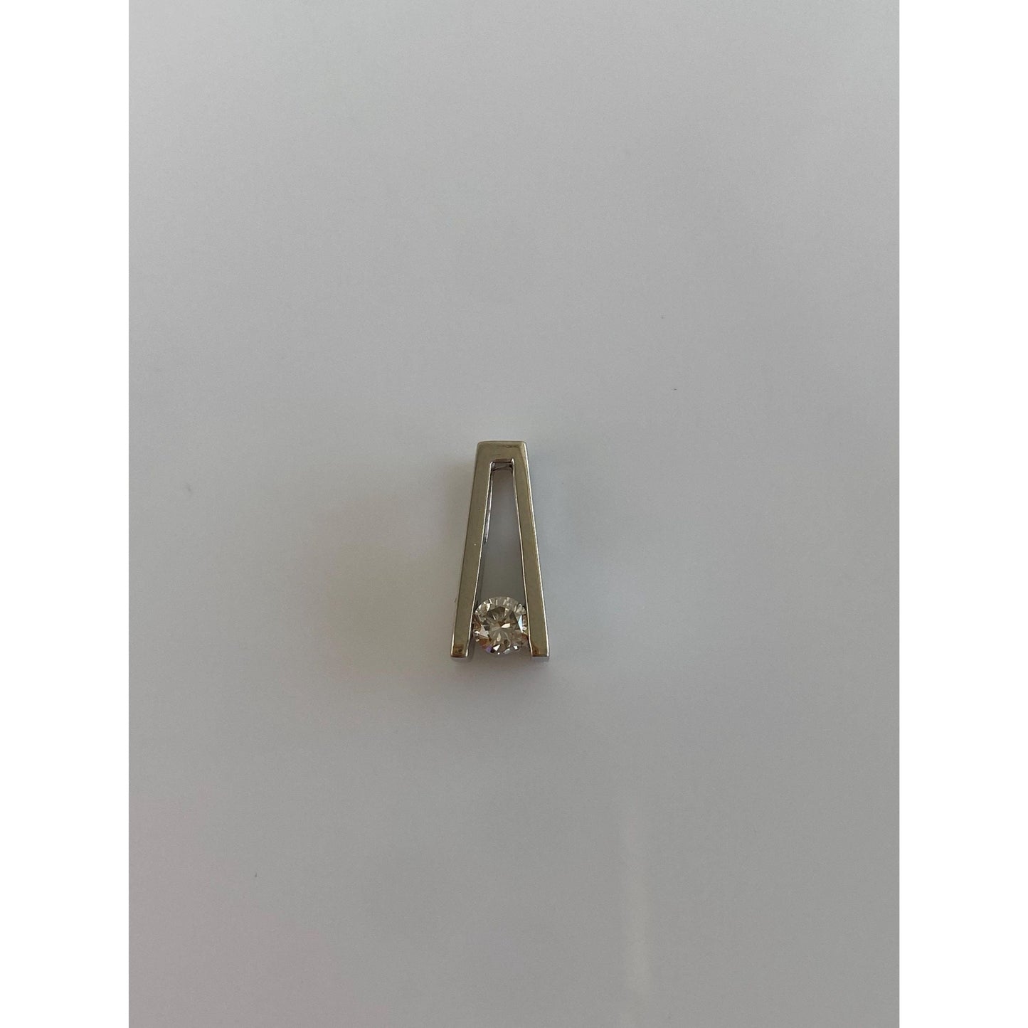 Vintage Solid 14k White Gold Diamond Slide Charm