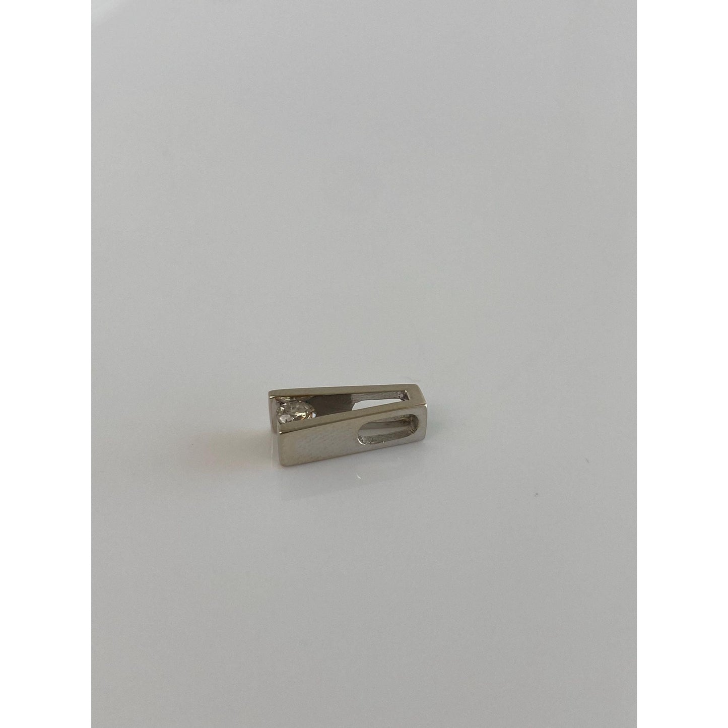 Vintage Solid 14k White Gold Diamond Slide Charm