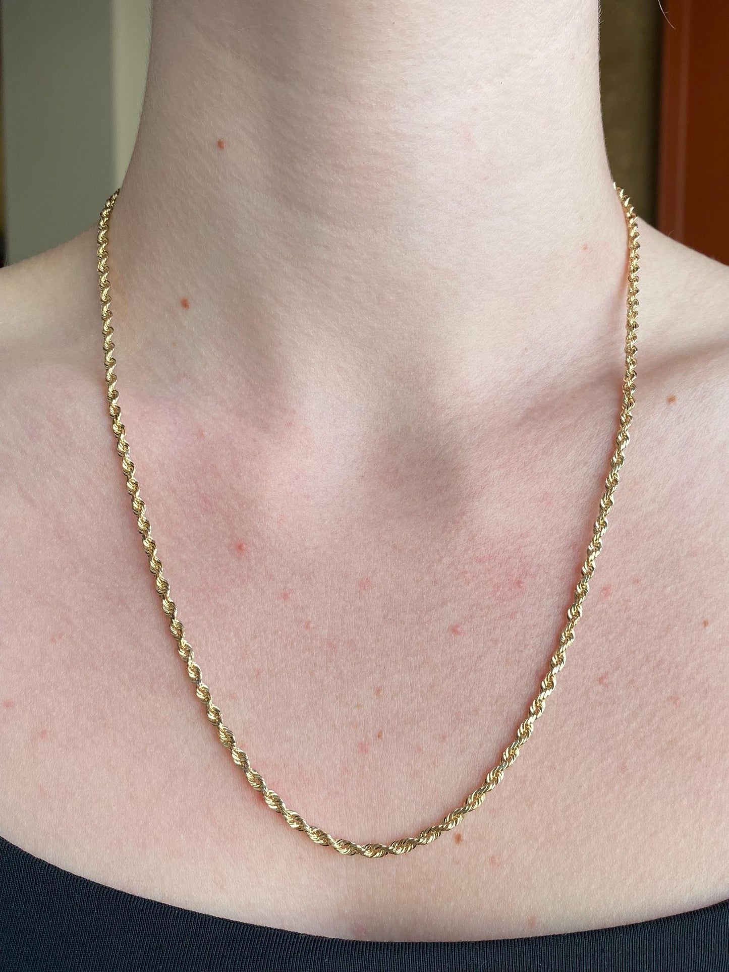 Vintage Solid 14k Yellow Gold Rope Chain Necklace - 20.25 inches