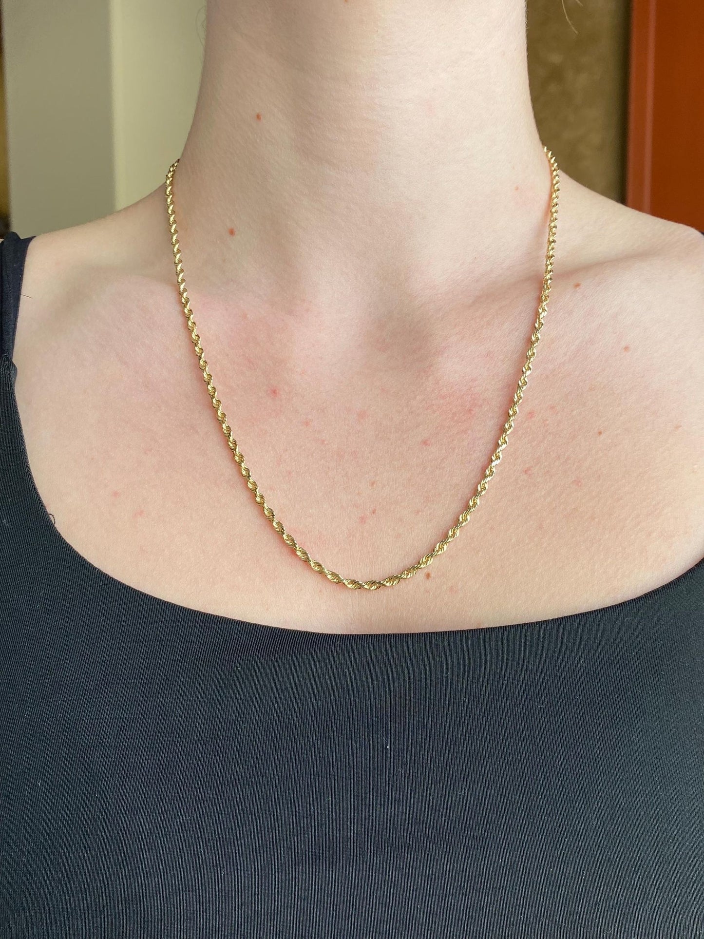 Vintage Solid 14k Yellow Gold Rope Chain Necklace - 20.25 inches