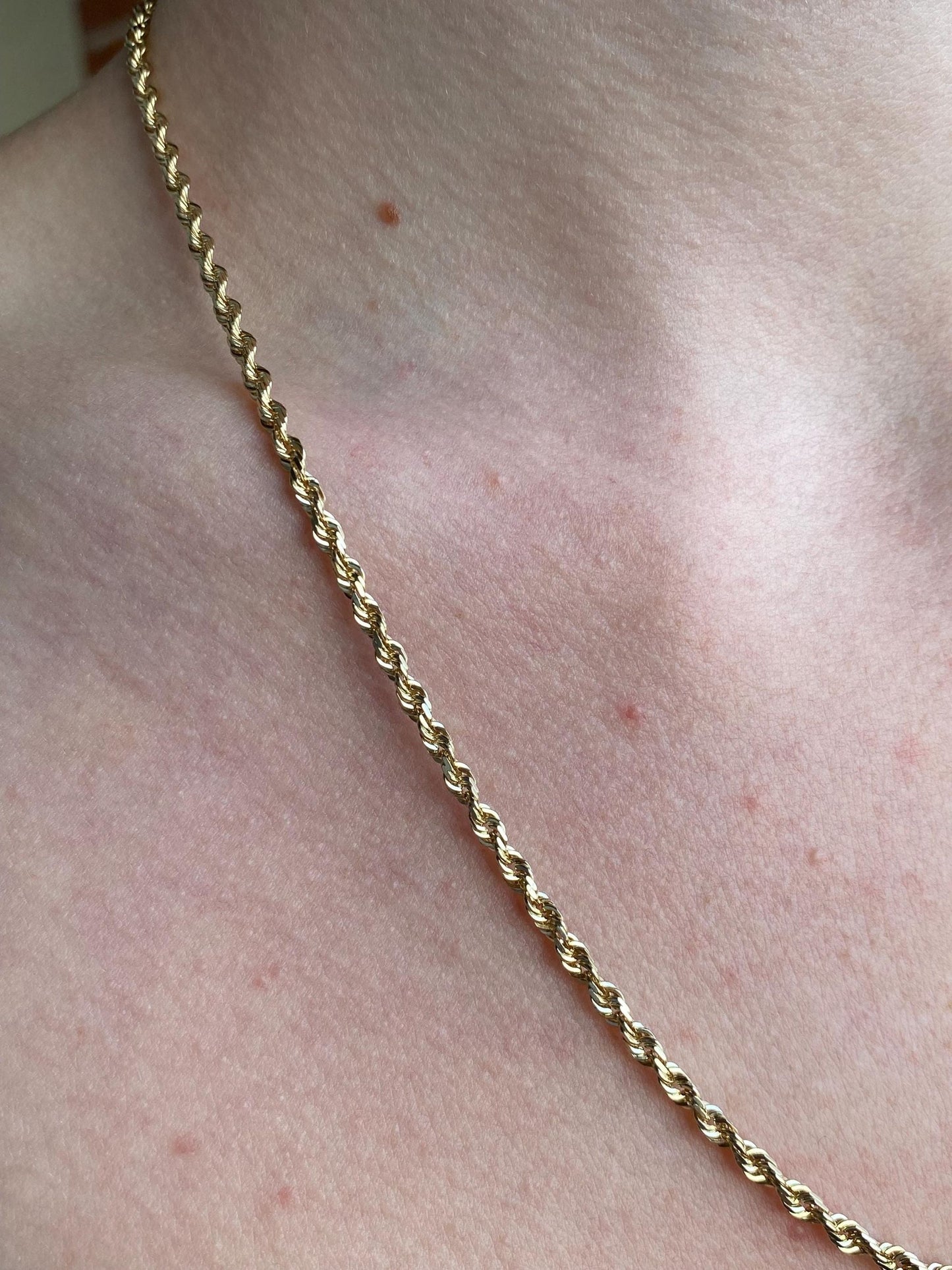 Vintage Solid 14k Yellow Gold Rope Chain Necklace - 20.25 inches