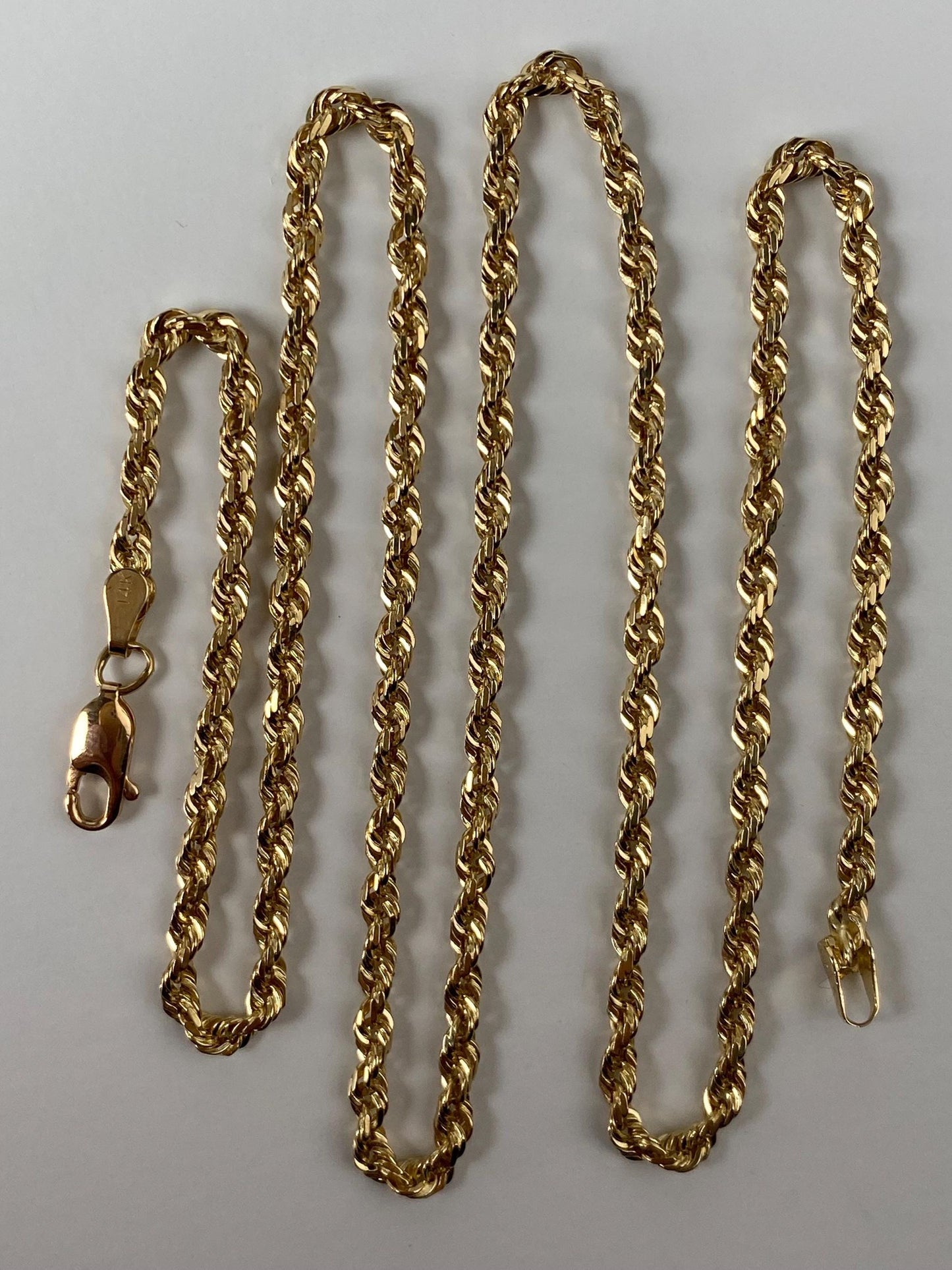 Vintage Solid 14k Yellow Gold Rope Chain Necklace - 20.25 inches