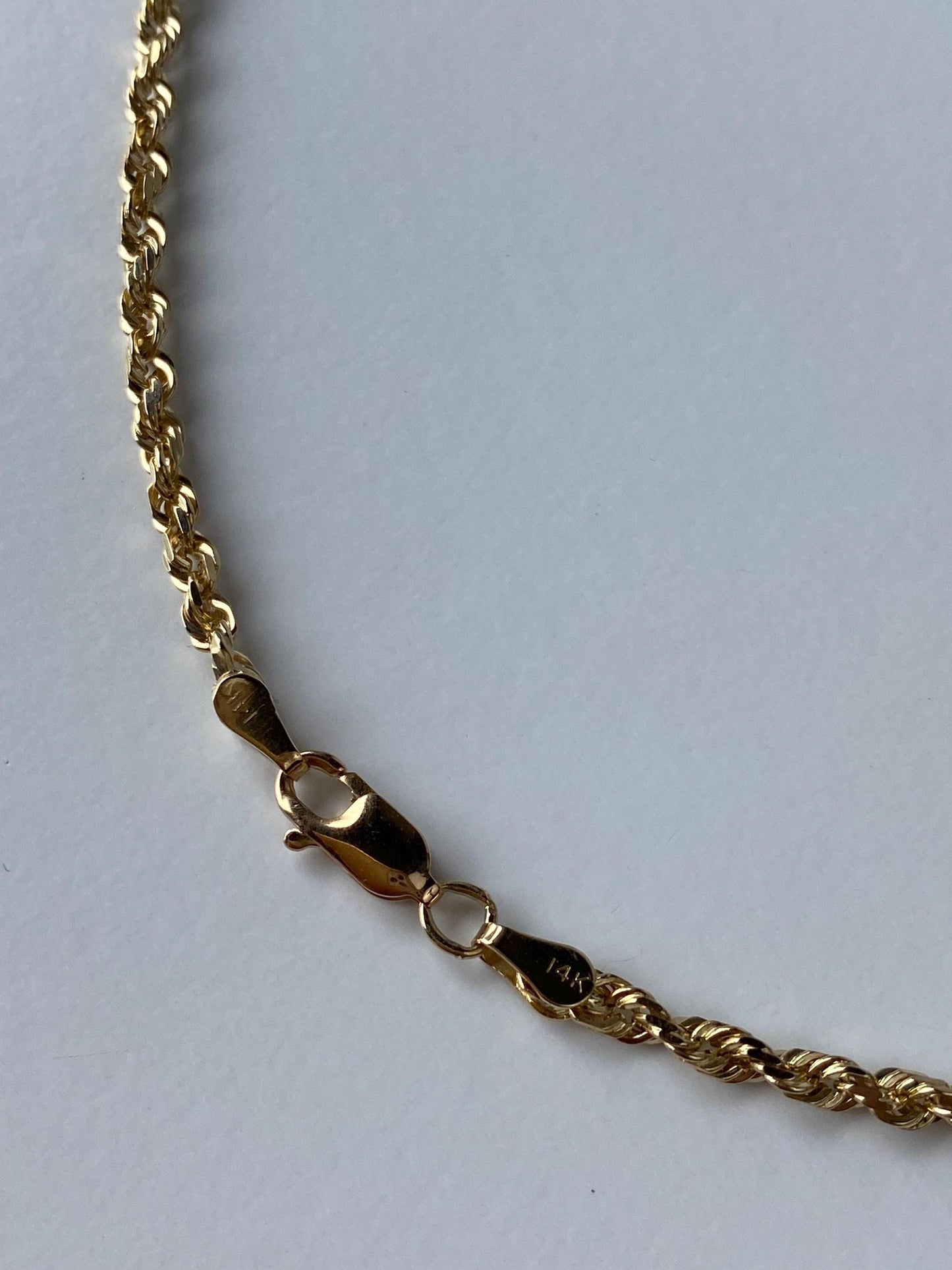 Vintage Solid 14k Yellow Gold Rope Chain Necklace - 20.25 inches