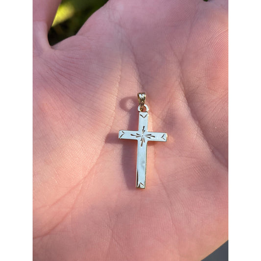 Vintage 14k Yellow Gold Engraved Cross Charm