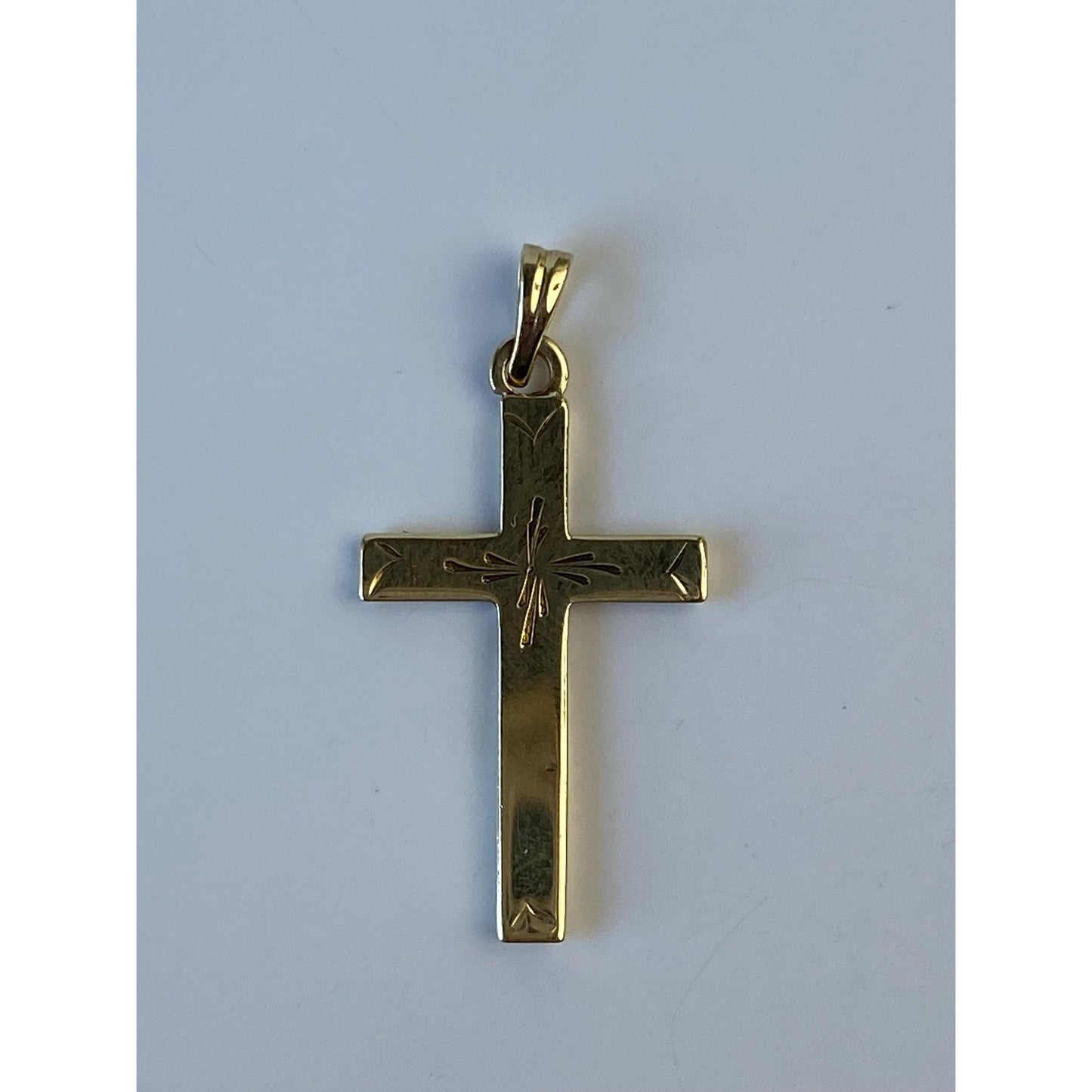 Vintage 14k Yellow Gold Engraved Cross Charm
