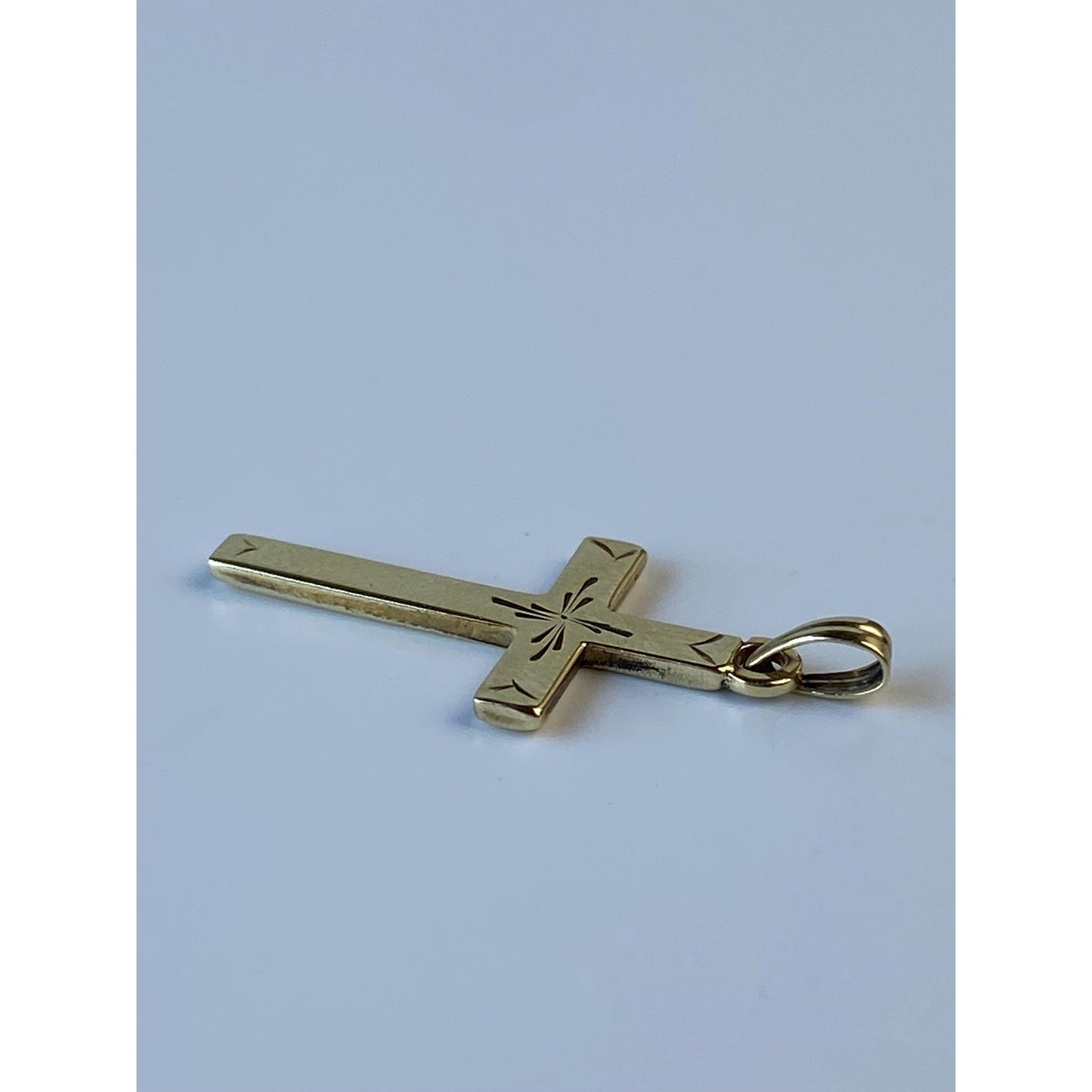 Vintage 14k Yellow Gold Engraved Cross Charm
