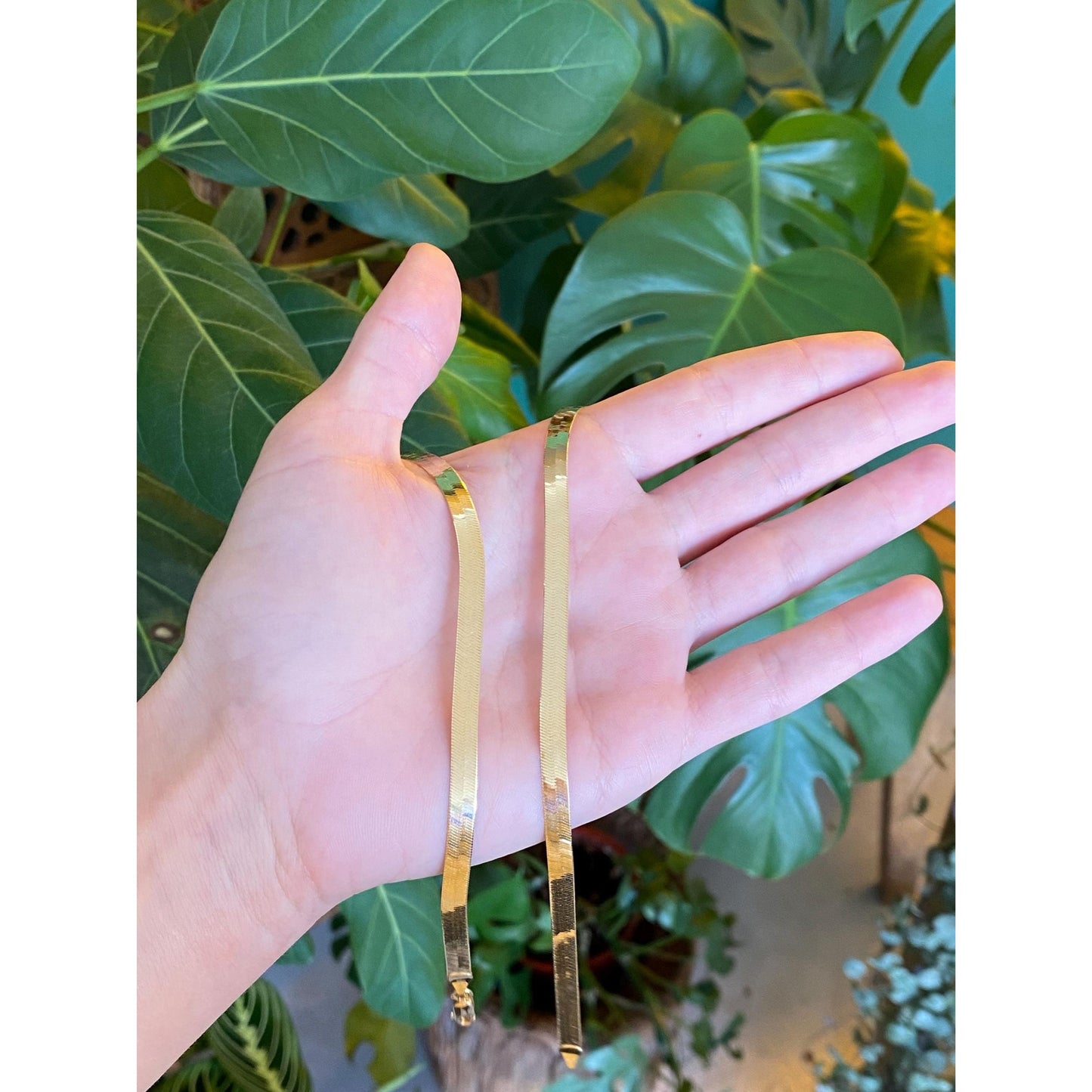 Vintage Solid 14k Yellow Gold Herringbone Chain Necklace - 20.25 inches