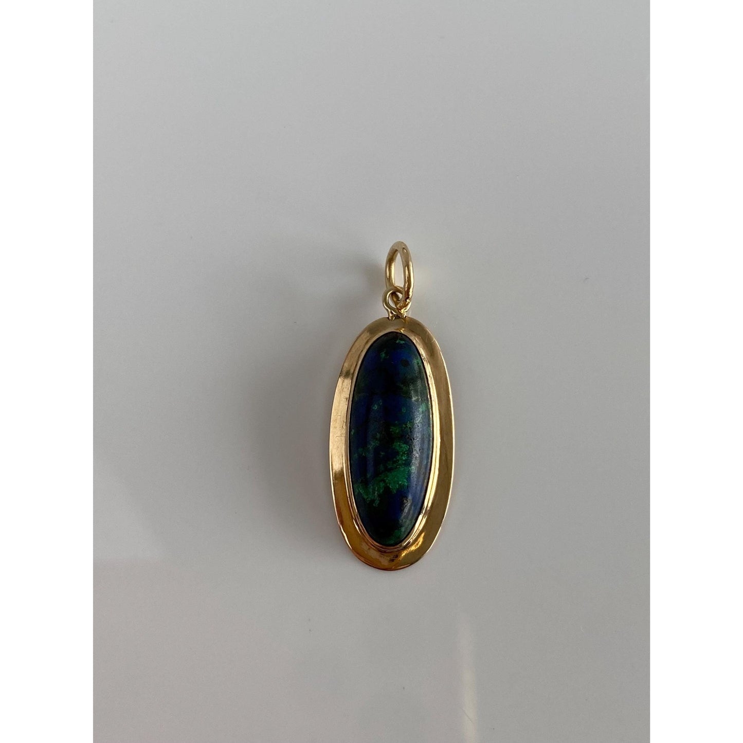 Vintage Solid 14k Yellow Gold Azurite Malachite Cabochon Stick Pin Conversion Charm