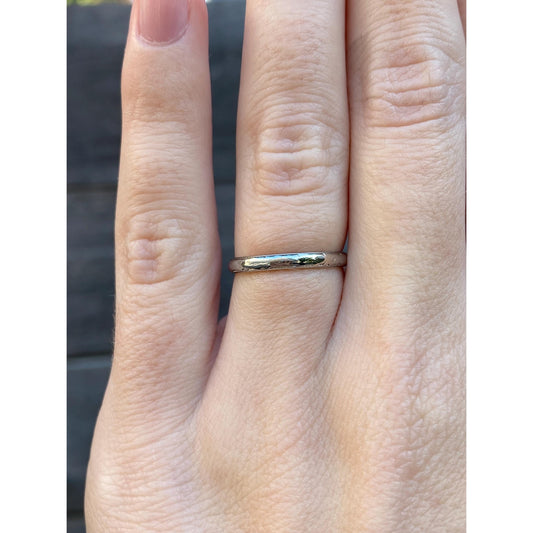 Vintage Solid 18k White Gold Miligrain Ring Band - Size 4.75