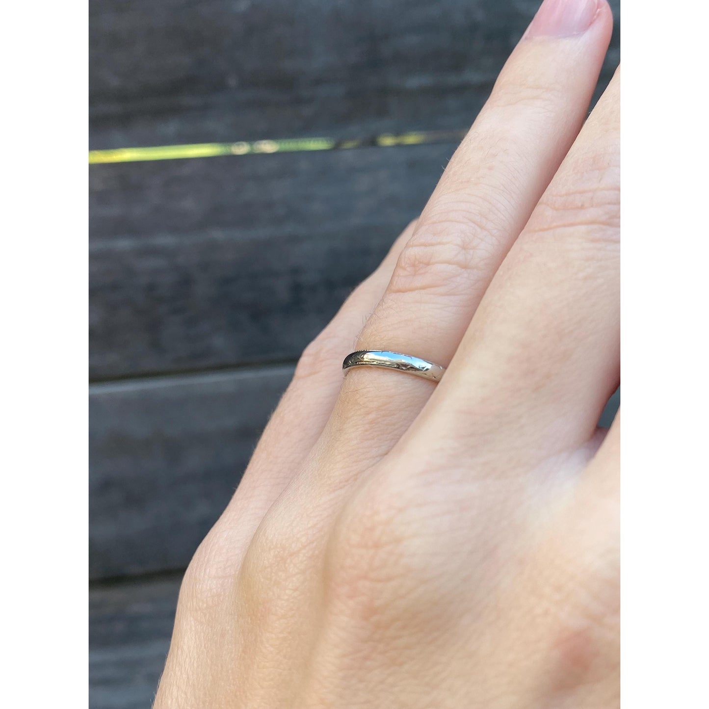 Vintage Solid 18k White Gold Miligrain Ring Band - Size 4.75