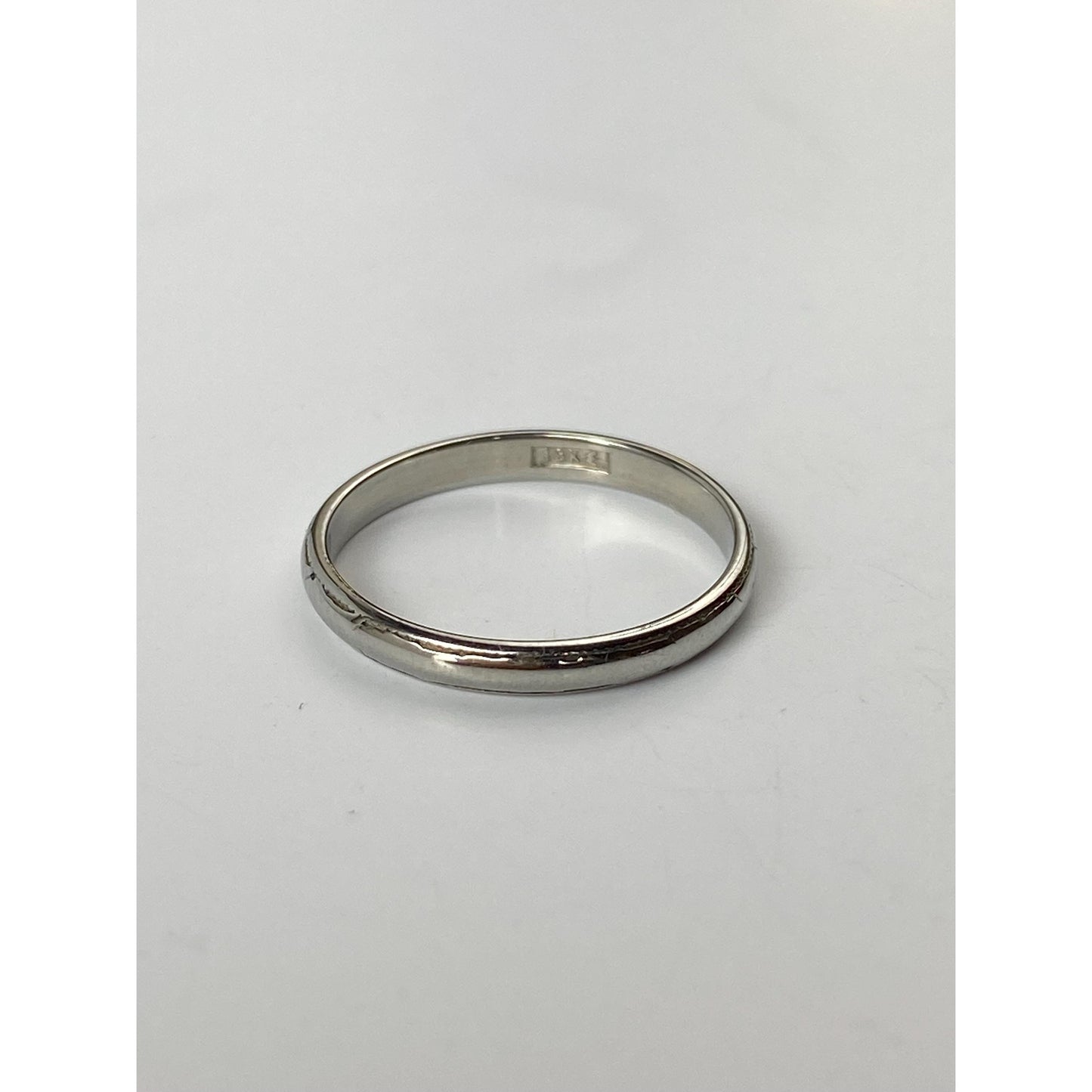 Vintage Solid 18k White Gold Miligrain Ring Band - Size 4.75