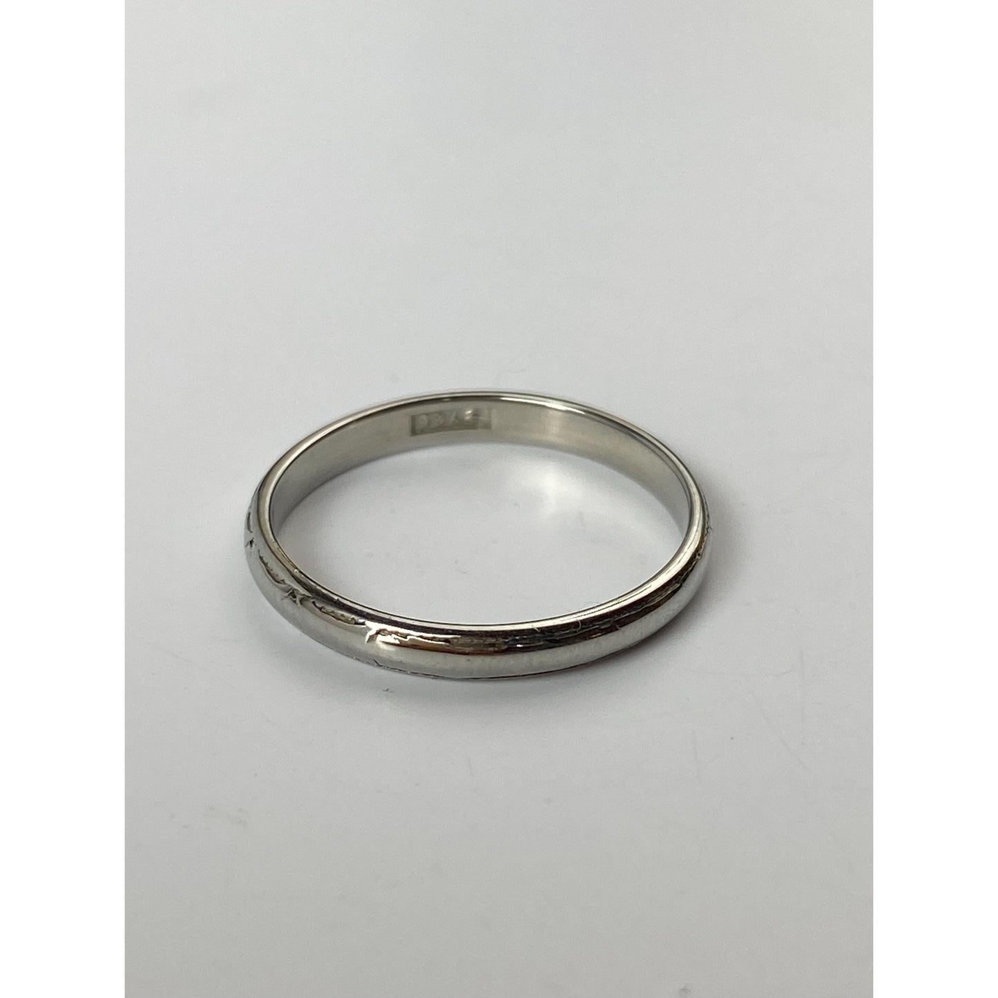 Vintage Solid 18k White Gold Miligrain Ring Band - Size 4.75