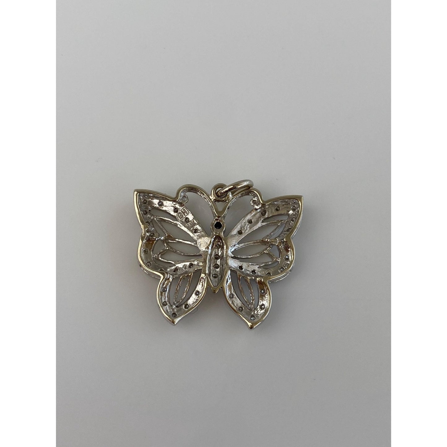Vintage Solid 14k White Gold Diamond Butterfly Charm