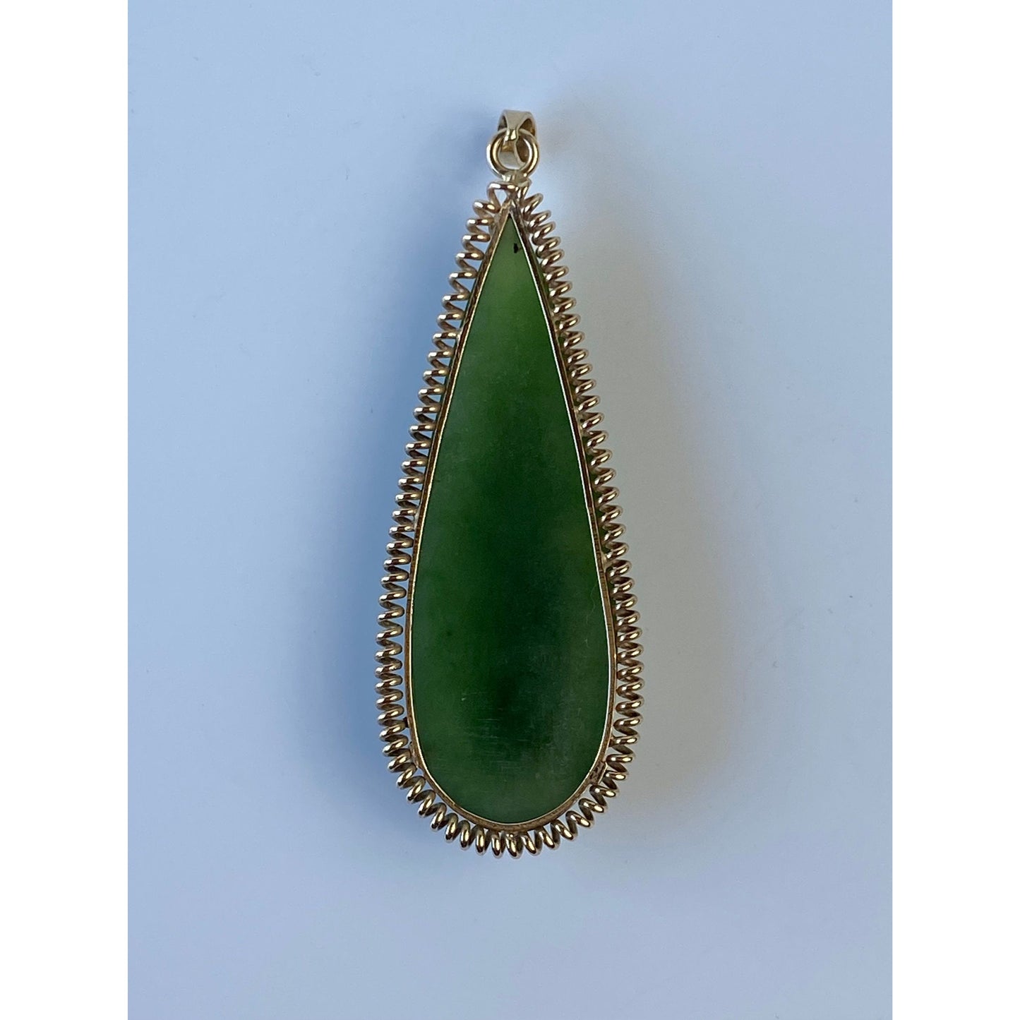 Vintage Solid 10k Yellow Gold Large Jade Teardrop Charm
