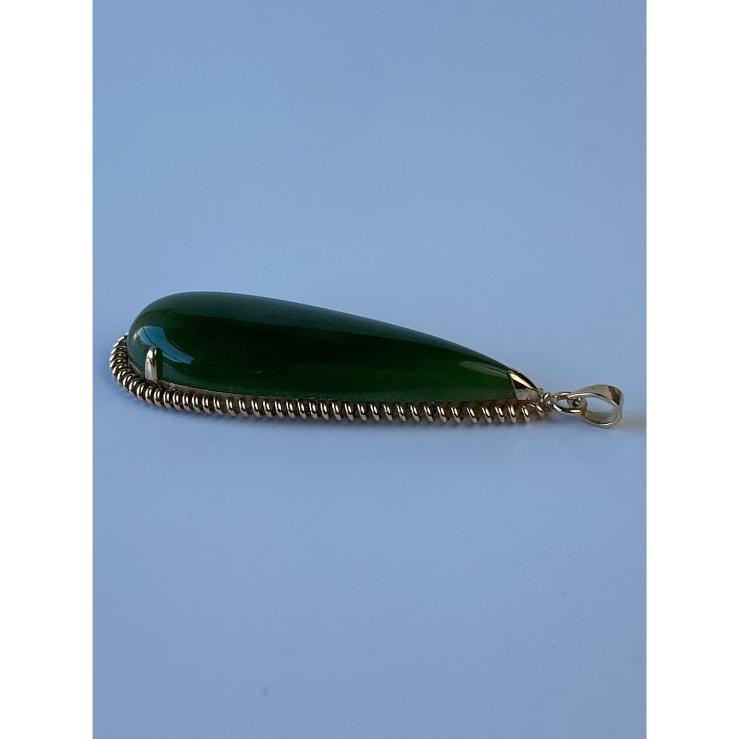 Vintage Solid 10k Yellow Gold Large Jade Teardrop Charm