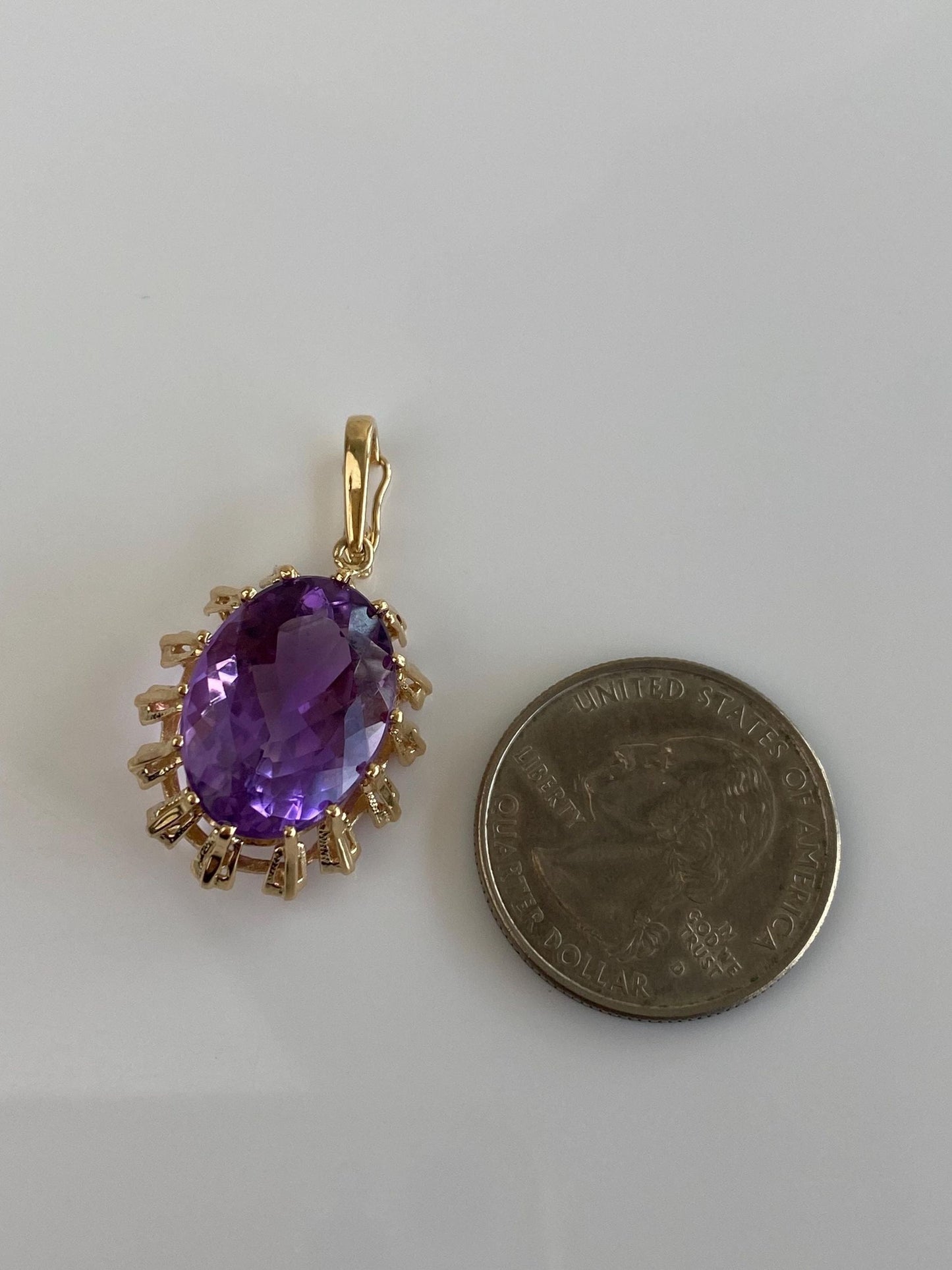 Vintage Solid 14k Yellow Gold Amethyst Charm