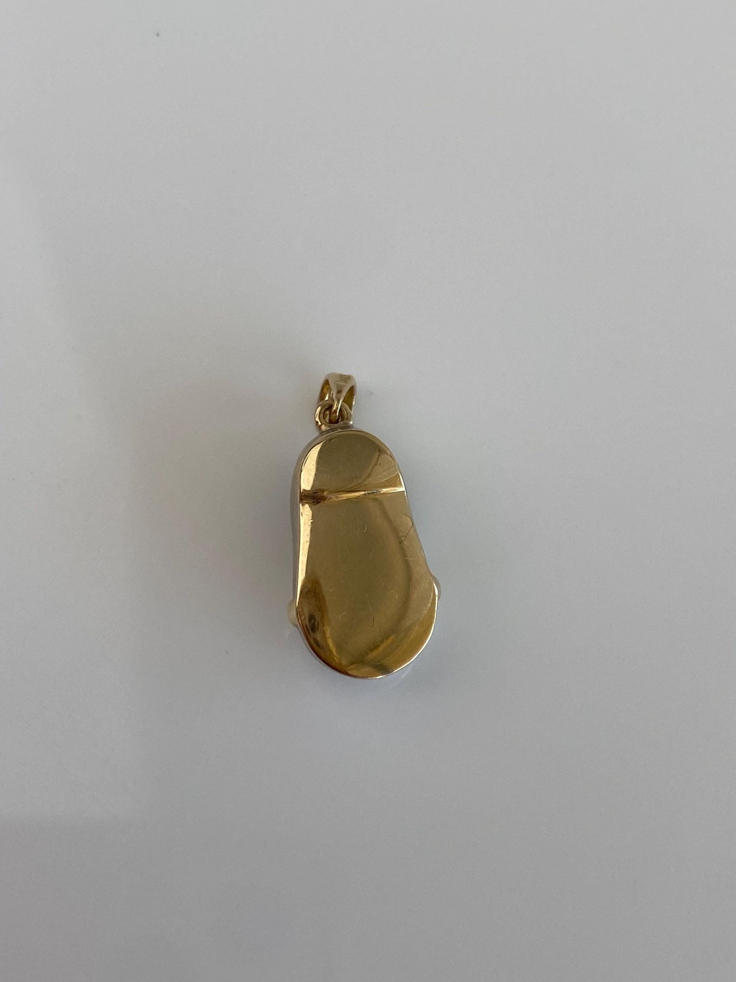 Vintage Solid 14k White & Yellow Gold Diamond Dotted Baby Shoe Charm