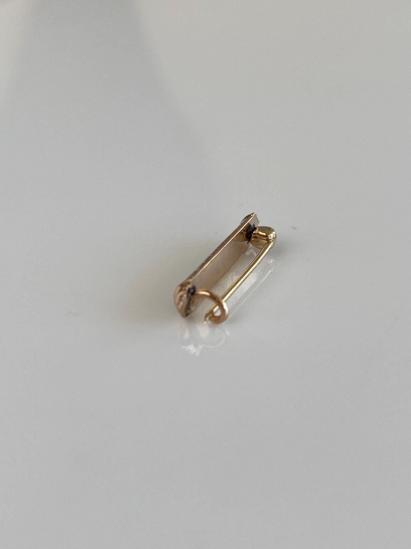 Vintage Solid 10k Yellow Gold Pink Green Enamel Striped Pin