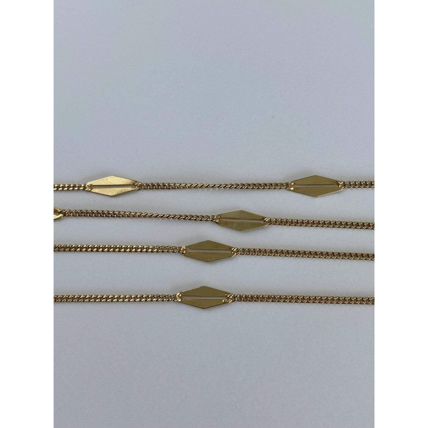 Solid 14k Yellow Gold Station Chain Style Tight Curb Chain Necklace - 22.5 inches