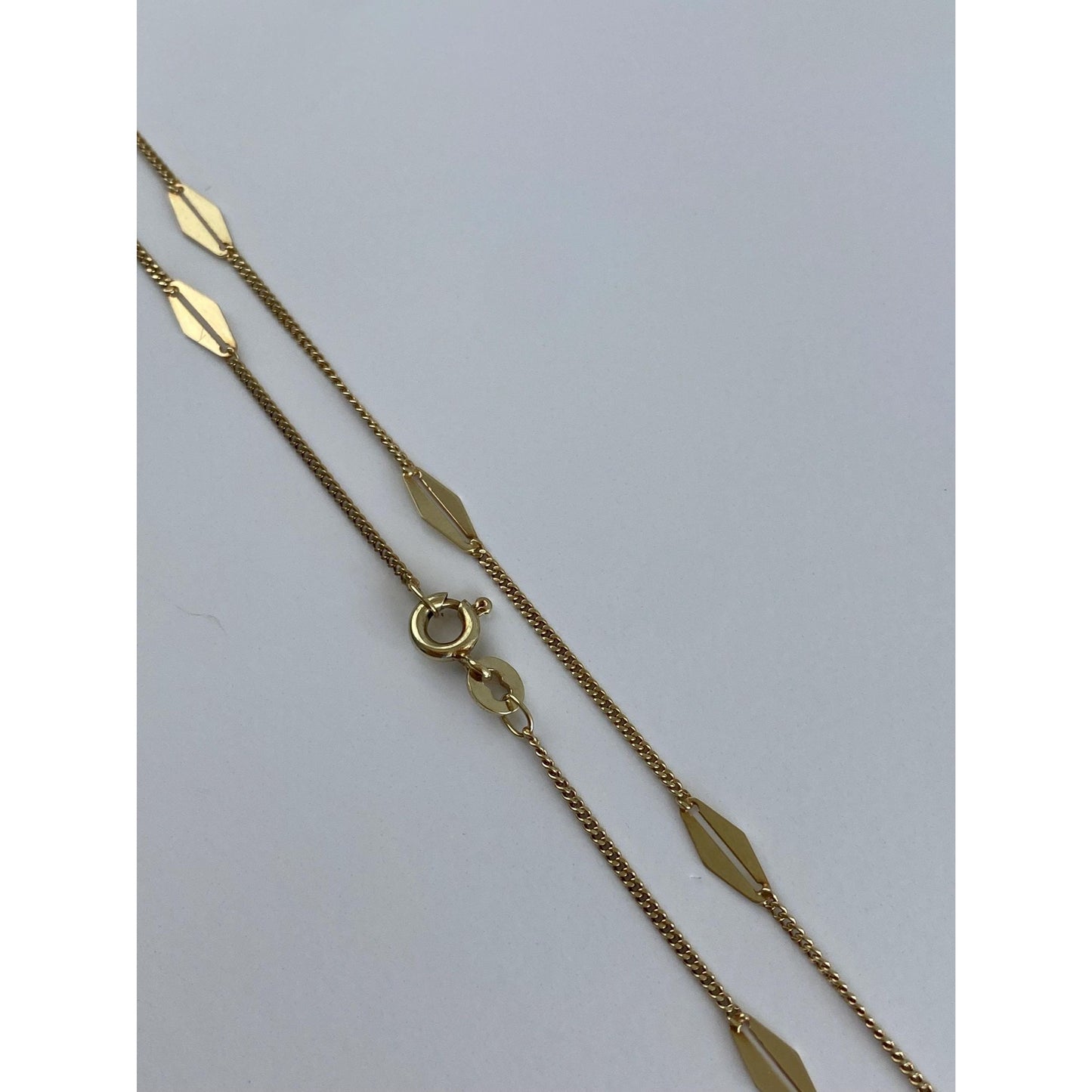 Solid 14k Yellow Gold Station Chain Style Tight Curb Chain Necklace - 22.5 inches