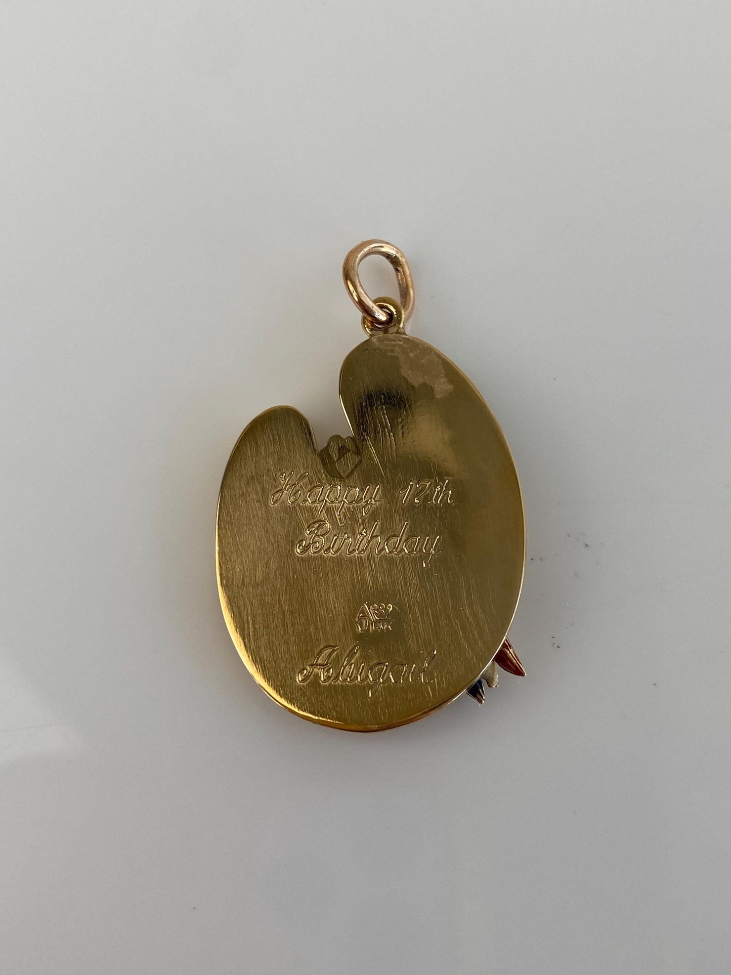 Vintage Solid 14k Yellow Gold Gemstone Paint Pallet Charm