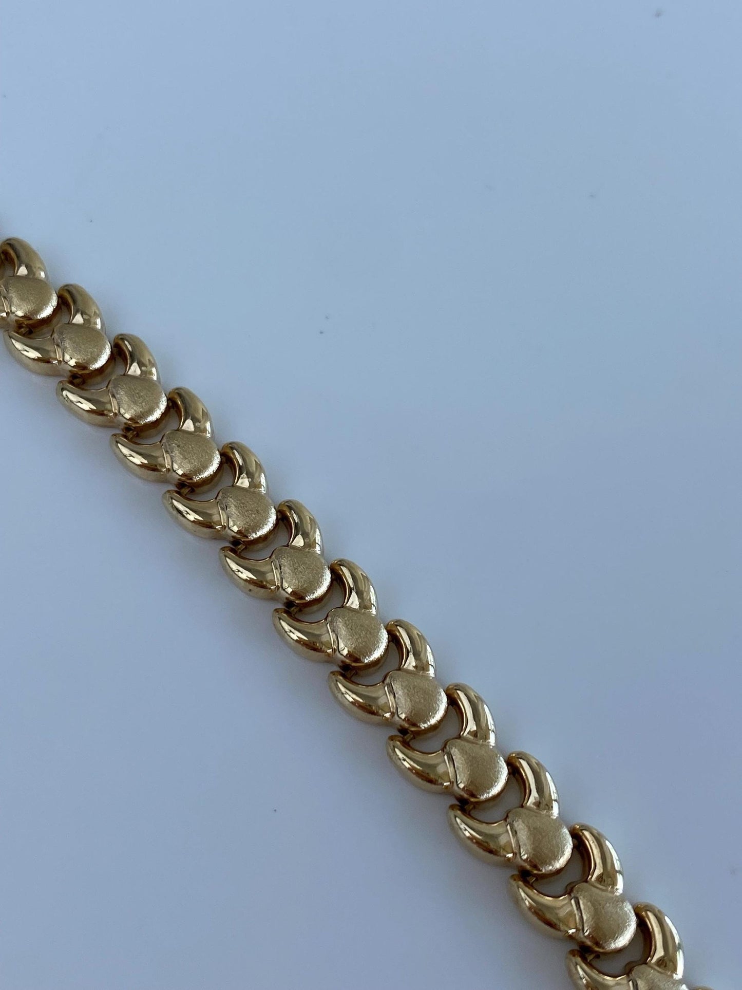 Vintage 14k Yellow Gold Satin Shiny Link Necklace - 16.75 inches